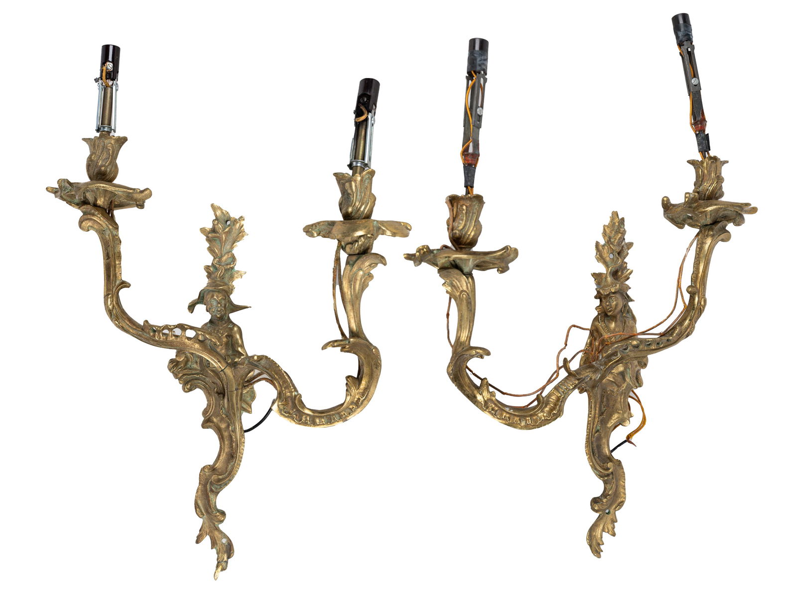 PAIR OF ROCOCO STYLE GILT BRONZE SCONCES (1 of 18)
