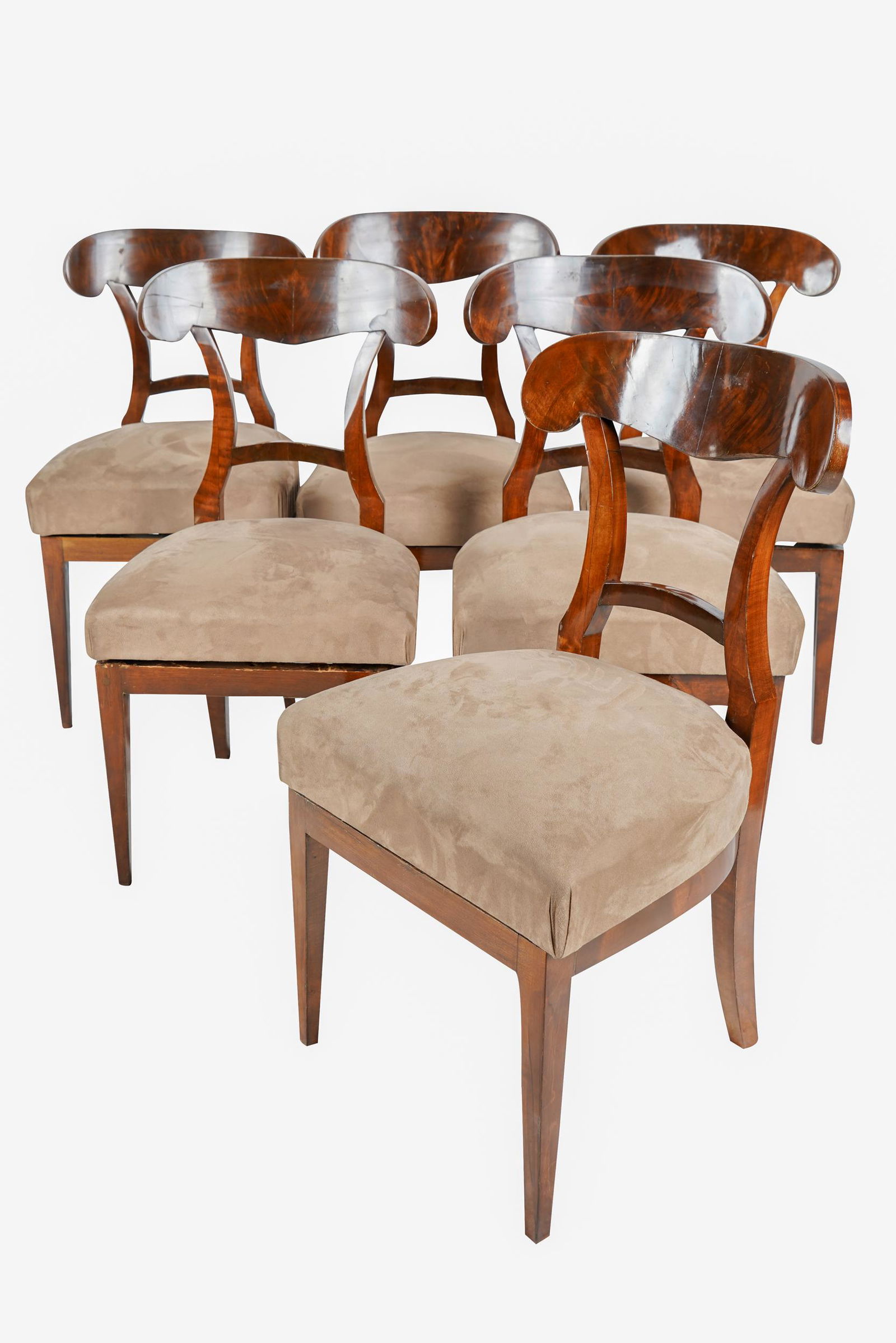 SIX BEIDERMEIER MAHOGANY DINING CHAIRS (1 of 7)