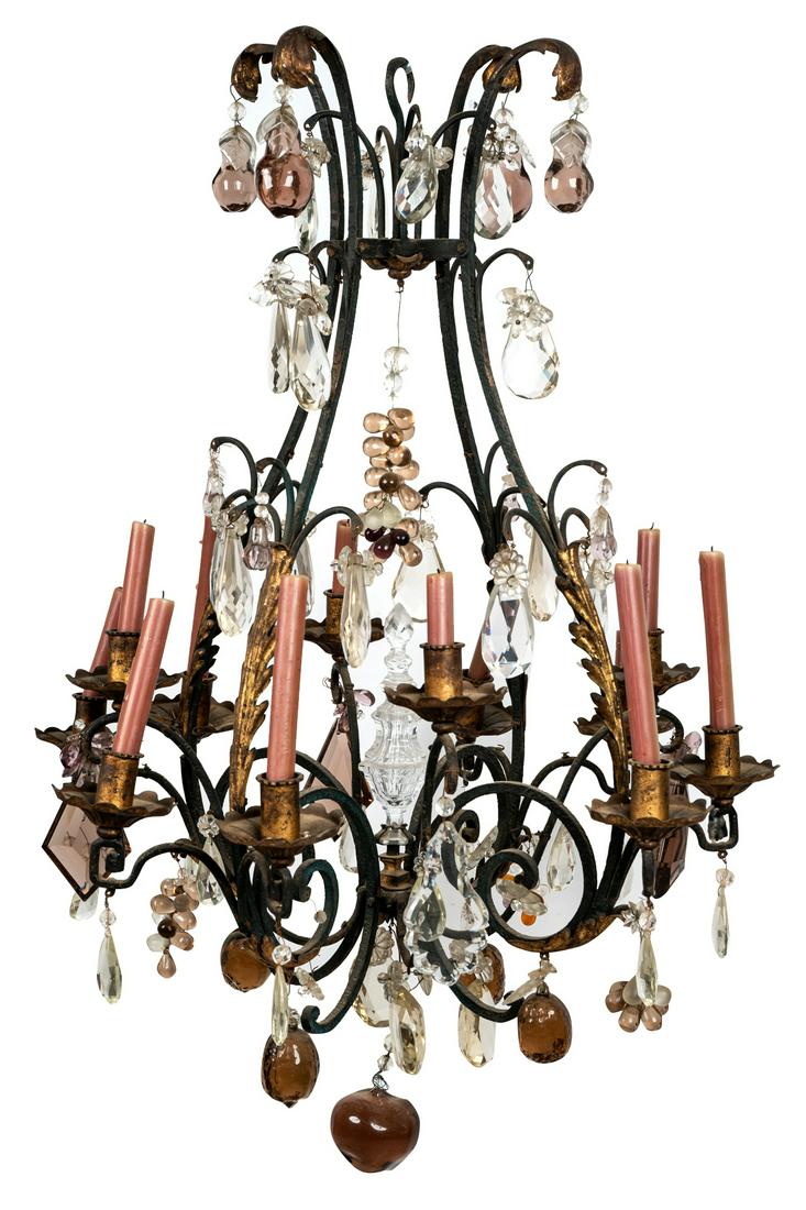 IRON & GILT TOLE CHANDELIER (1 of 11)