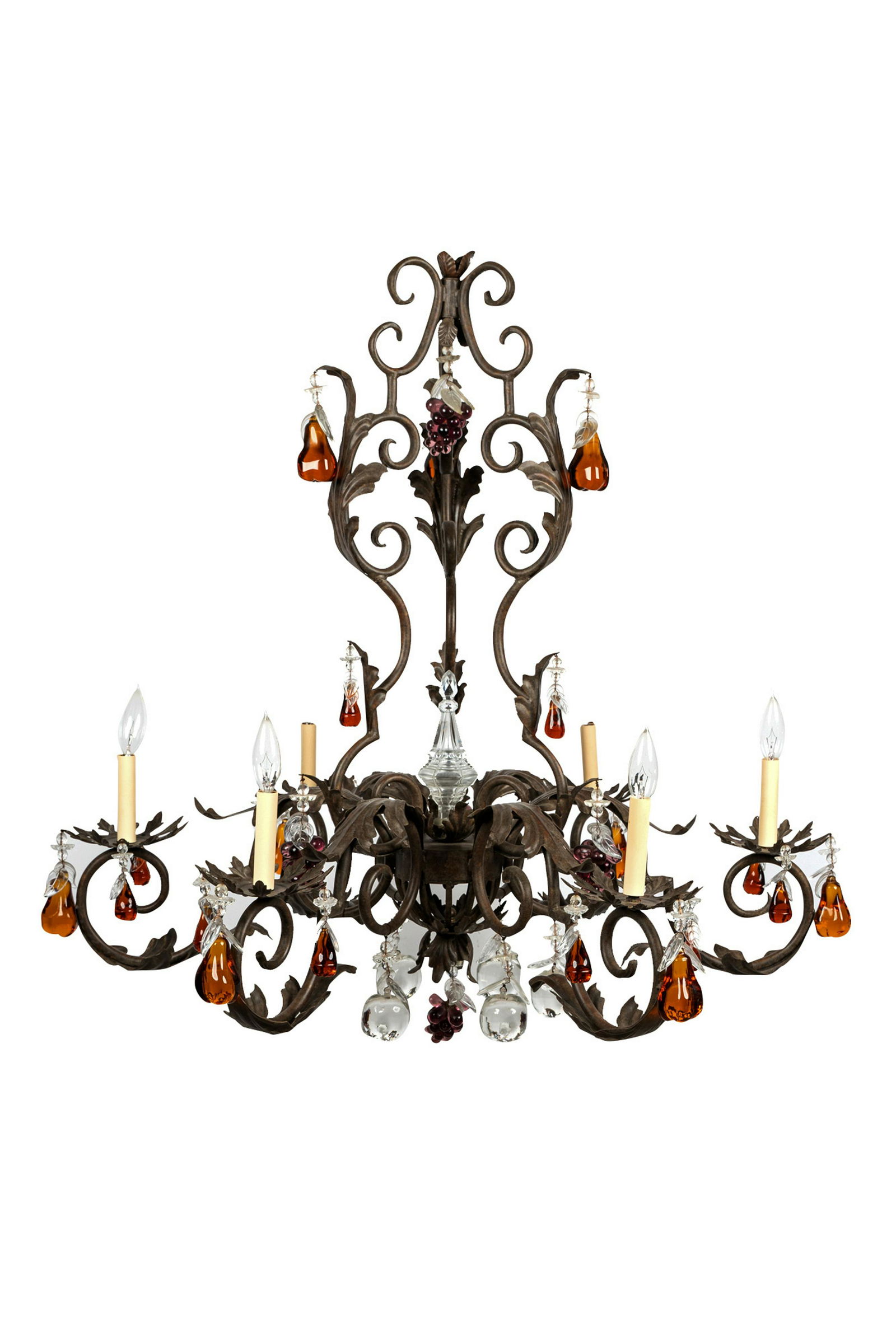 TOLE & COLORED CRYSTAL CHANDELIER (1 of 14)