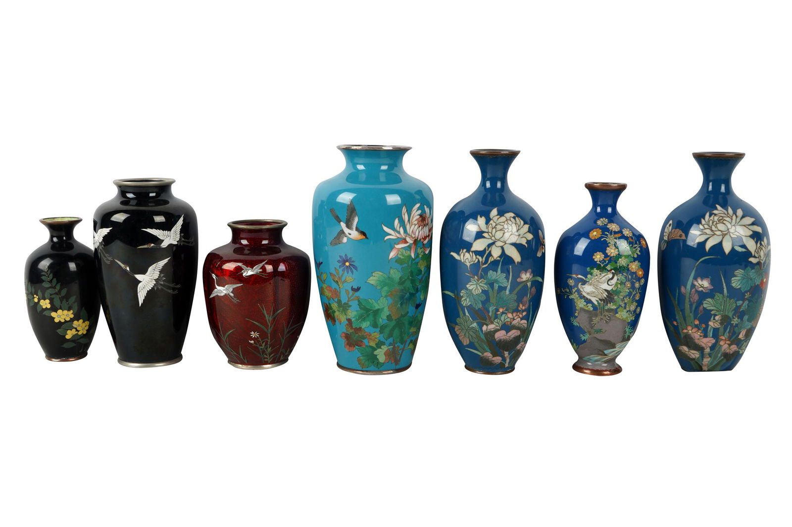 GROUP OF JAPANESE CLOISONNE VASES (1 of 8)