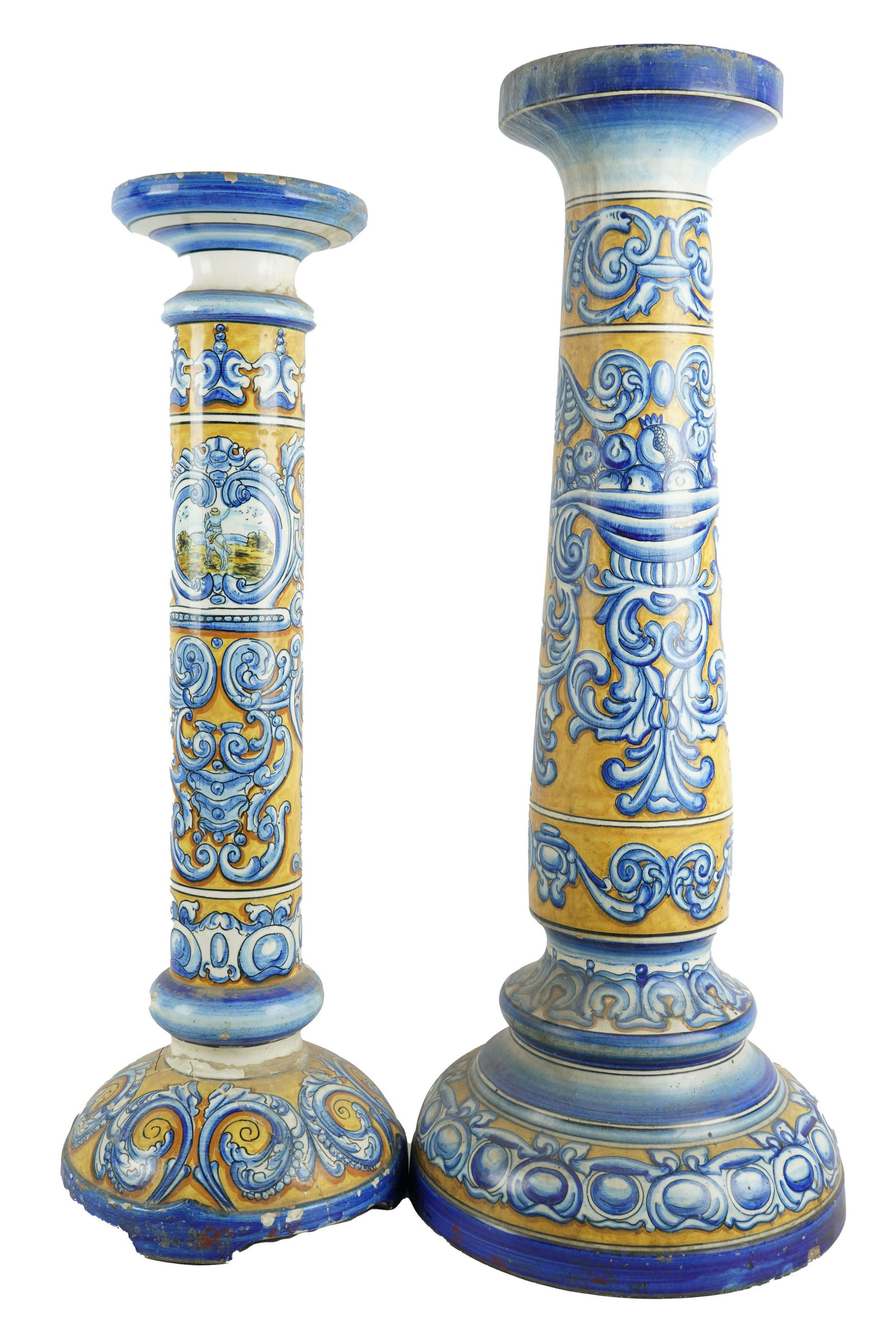 TWO FAIENCE CERAMIC PEDESTALS (1 of 10)