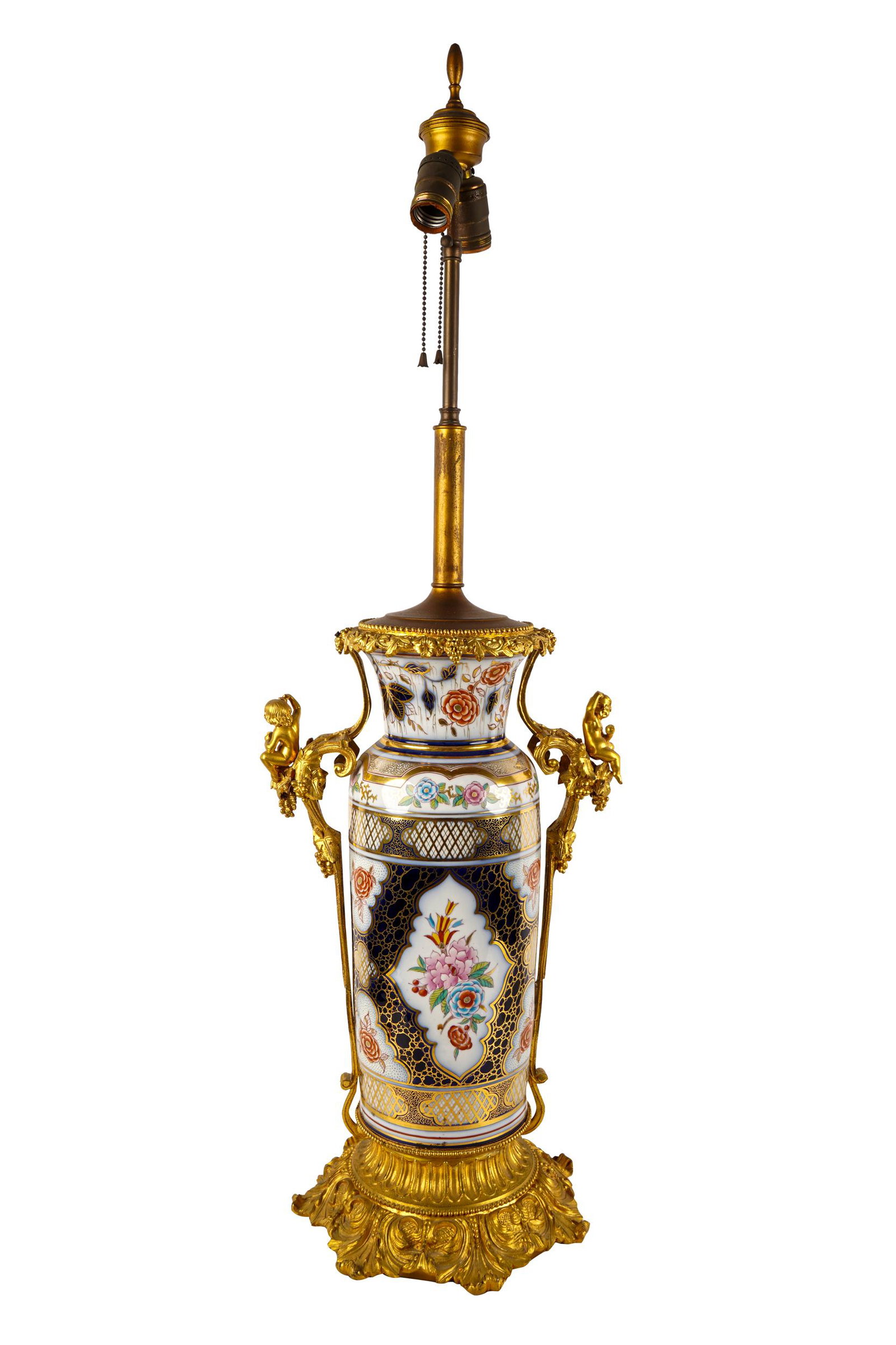CONTINENTAL PORCELAIN & GILT TABLE LAMP (1 of 10)