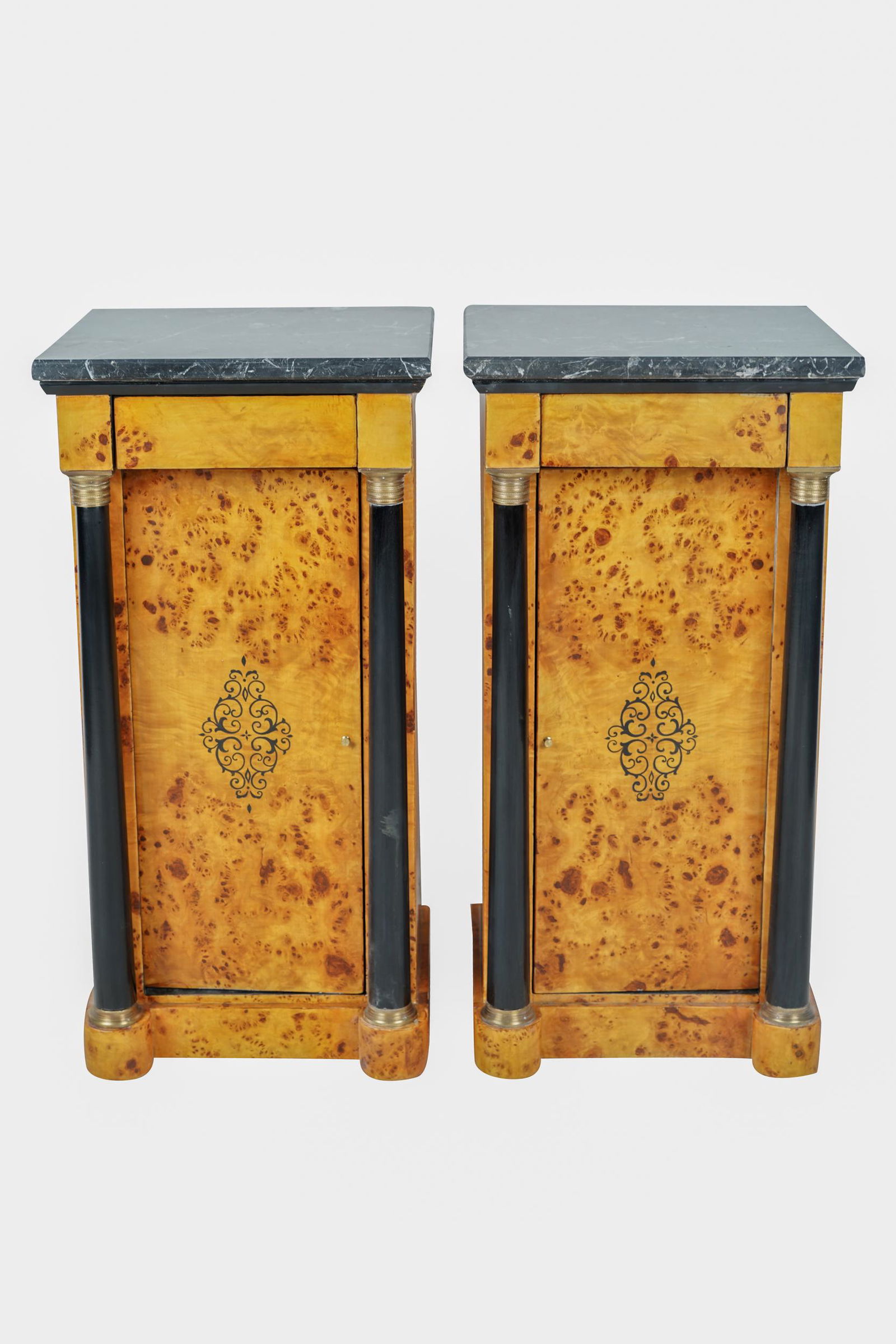 PAIR OF EMPIRE STYLE EBONIZED NIGHTSTANDS (1 of 8)