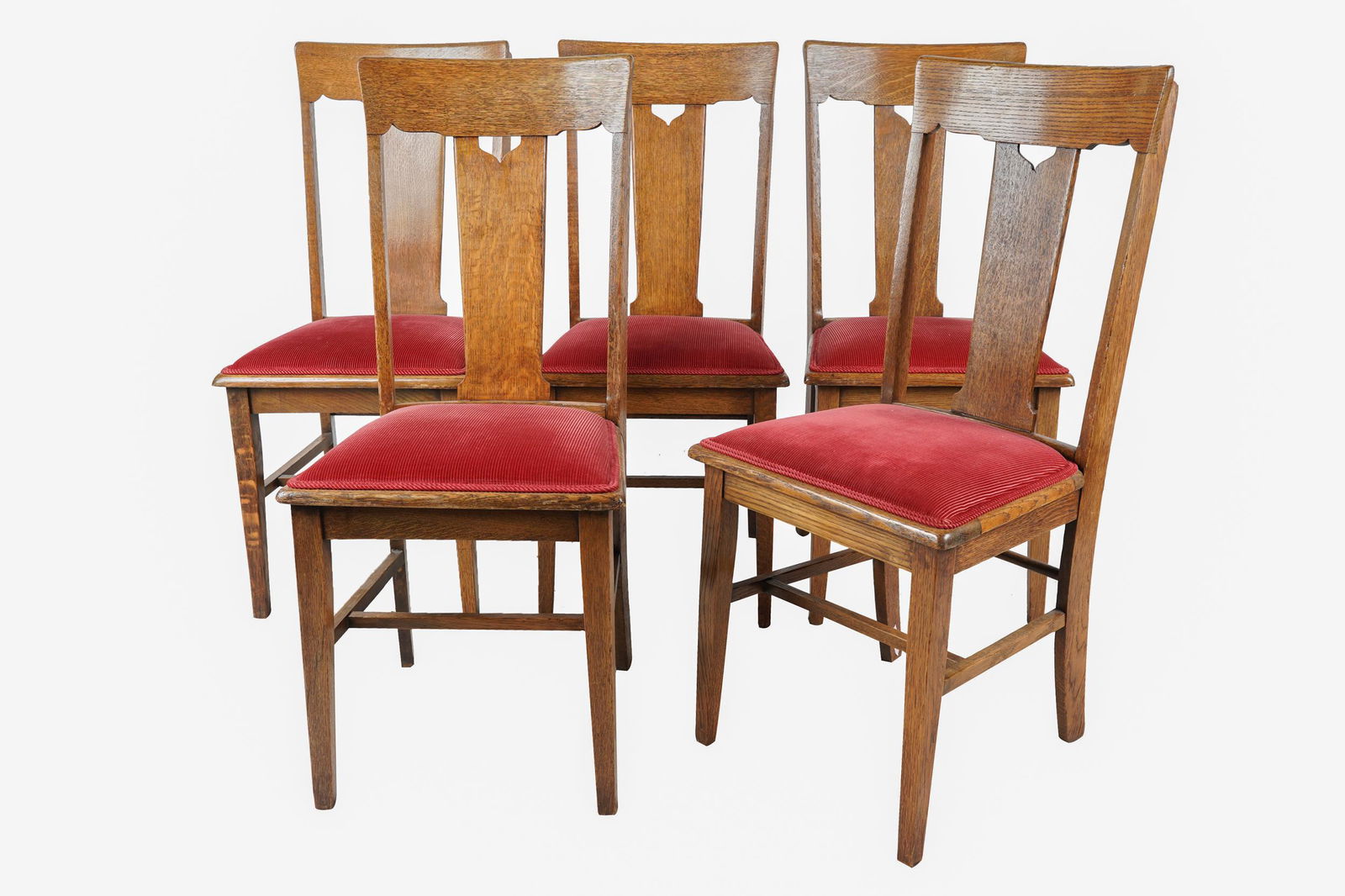 FIVE OAK DINING CHAIRS (1 of 12)