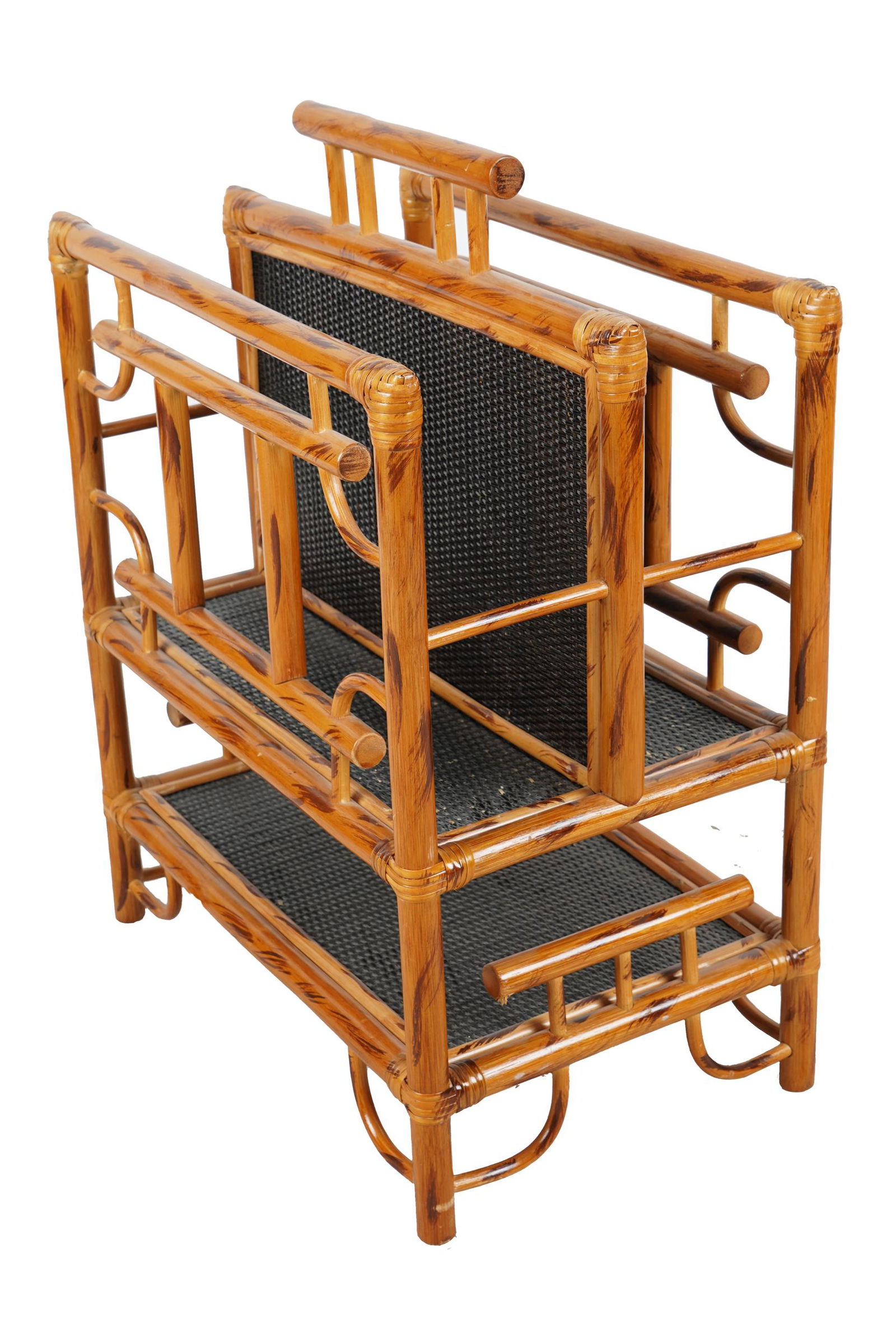 GRAIN-PAINTED BAMBOO RATTAN MAGAZINE STAND (1 of 9)