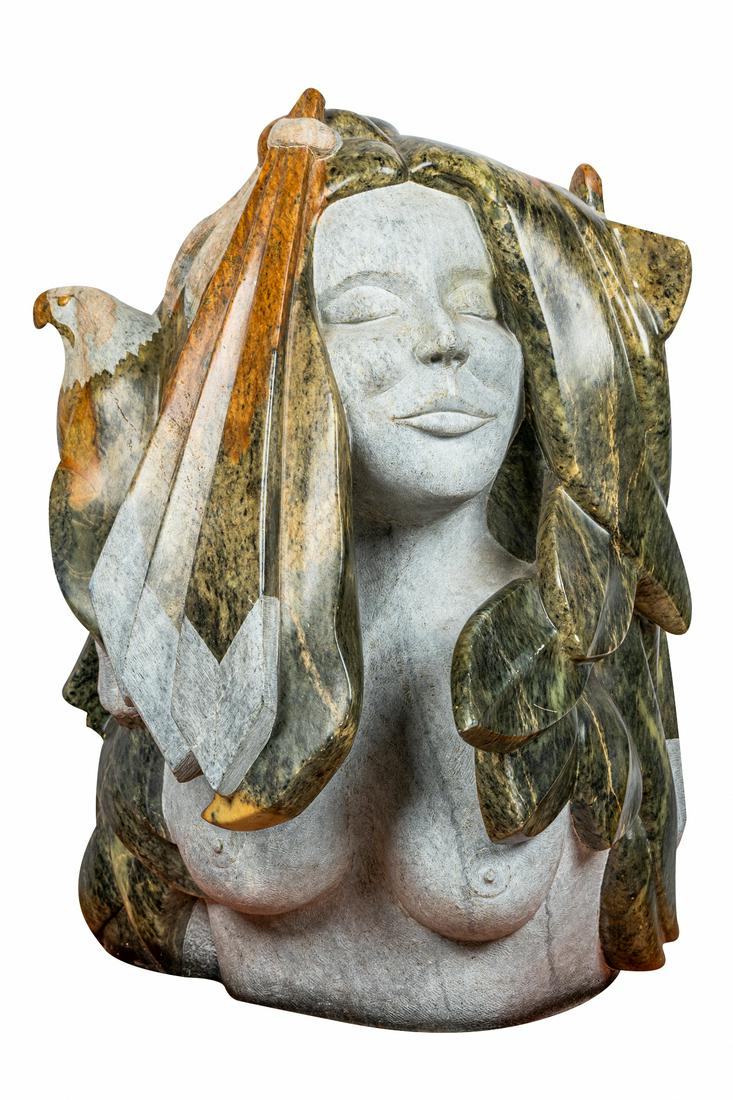 CONTEMPORARY CARVED BUST WITH EAGLE (1 of 12)