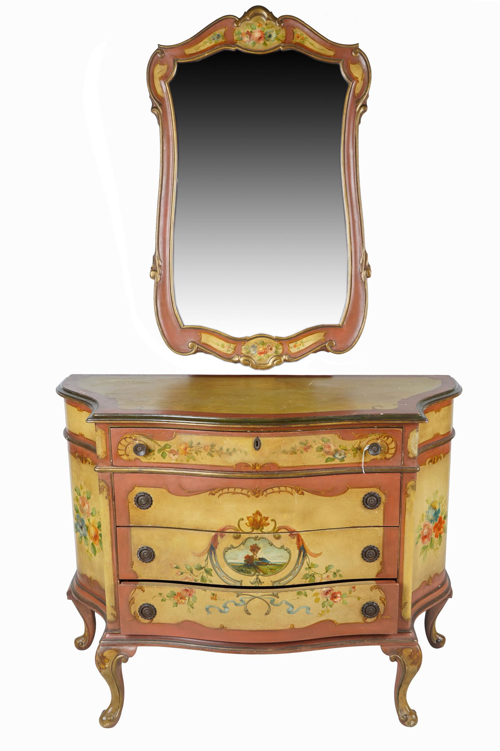 PAINTED COMMODE & MIRROR (1 of 13)
