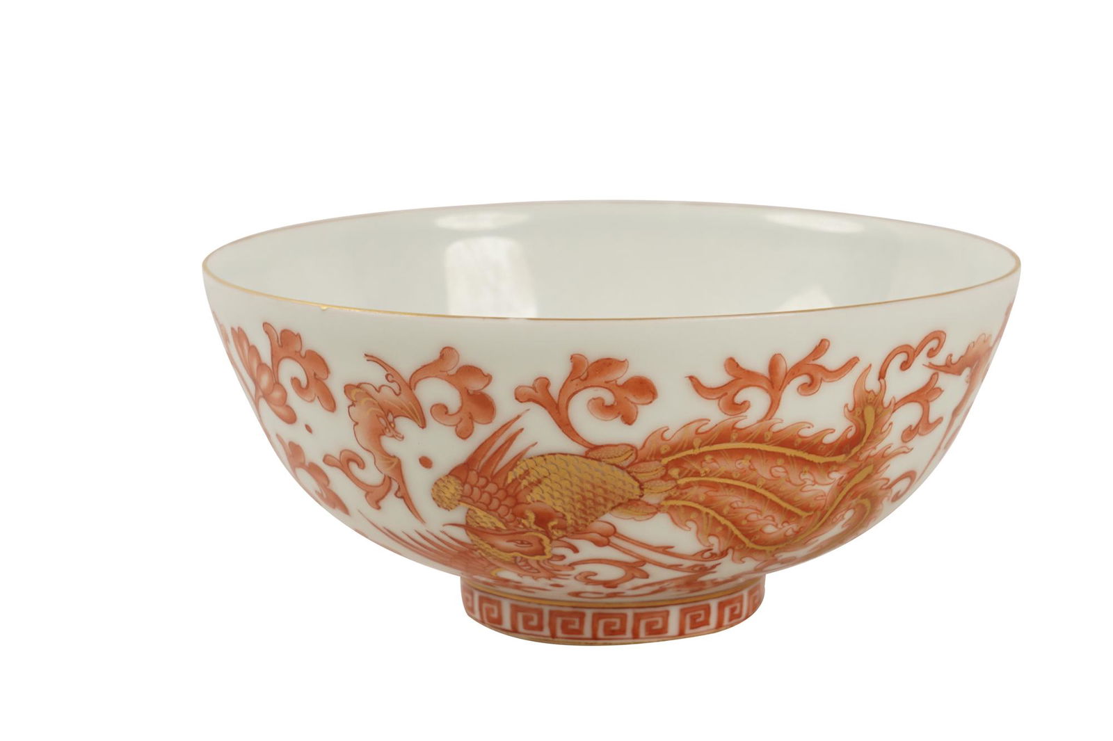 CHINESE COPPER & GILT GLAZED PORCELAIN 'PHOENIX' BOWL (1 of 4)