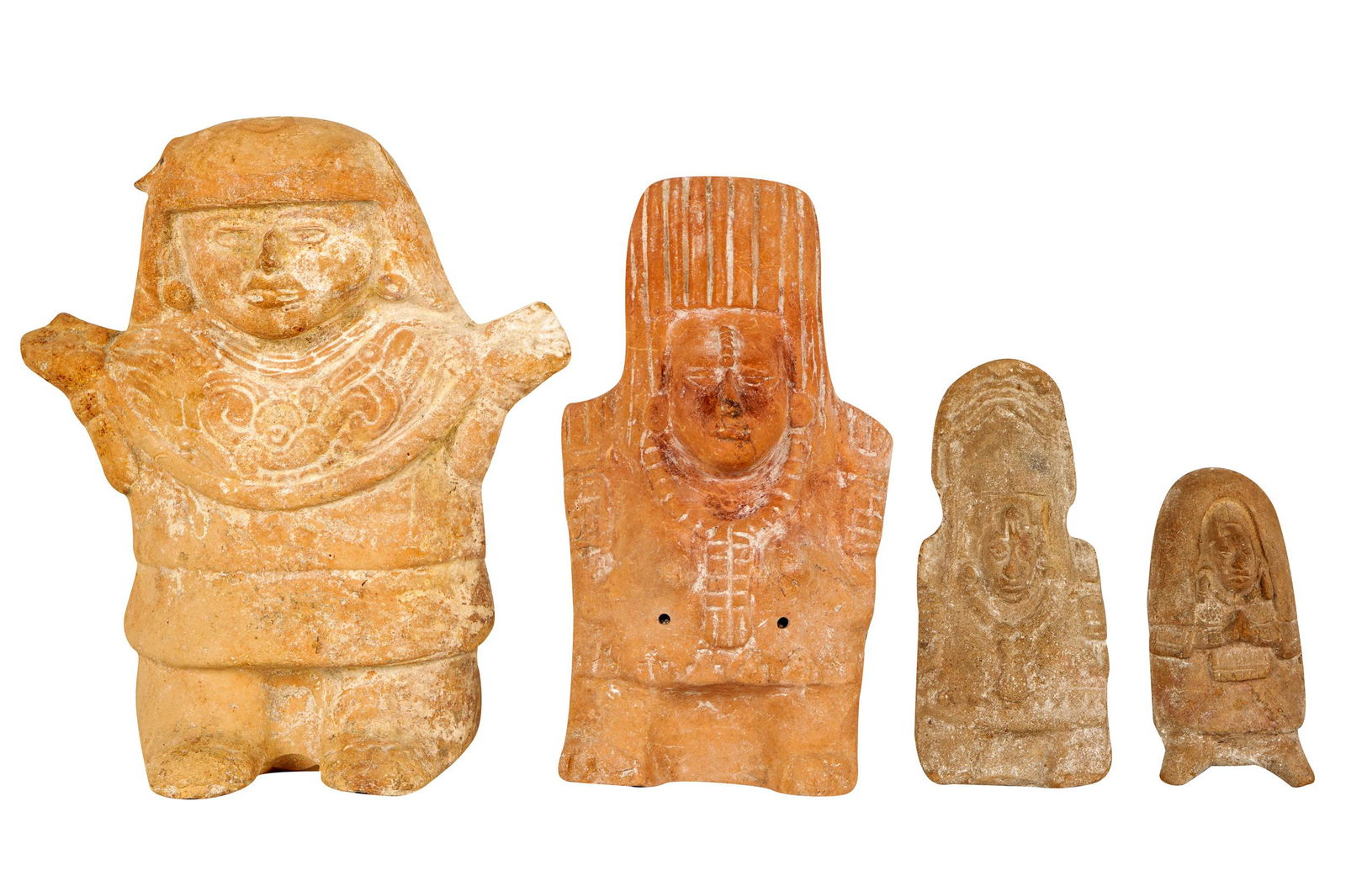 FOUR ASSORTED PRIMITIVE STYLE POTTERY FIGURES (1 of 8)