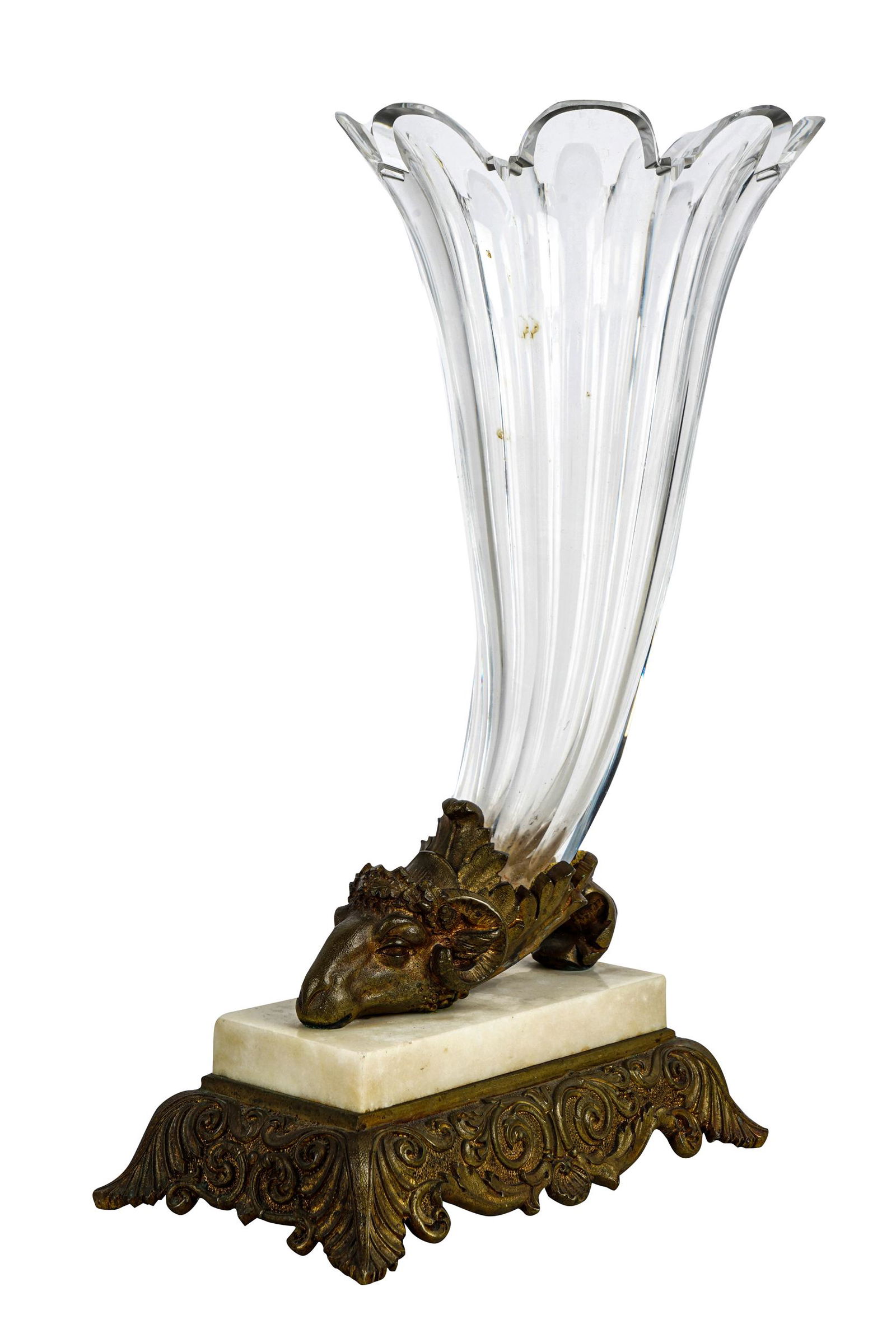 FRENCH BRONZE & CRYSTAL CORNUCOPIA VASE (1 of 6)