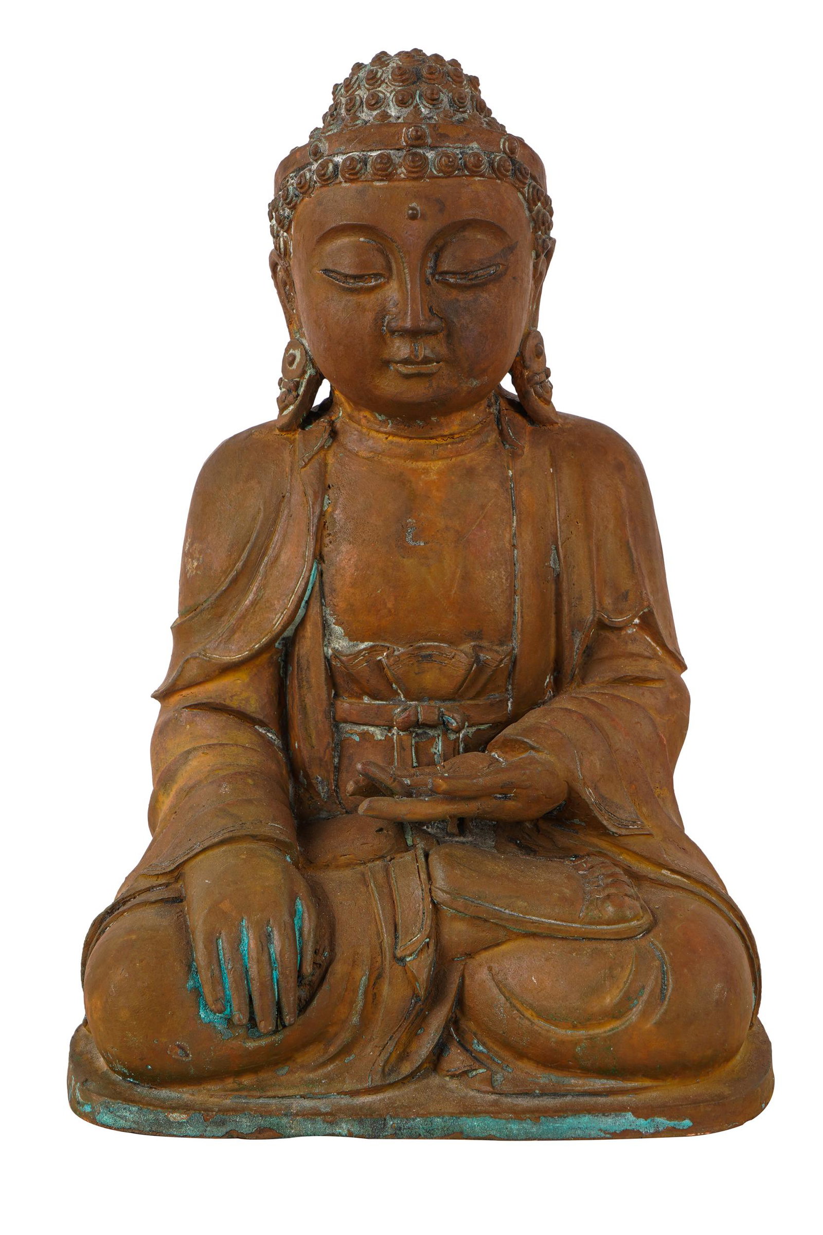 CHINESE SEATED METAL BUDDHA (1 of 9)