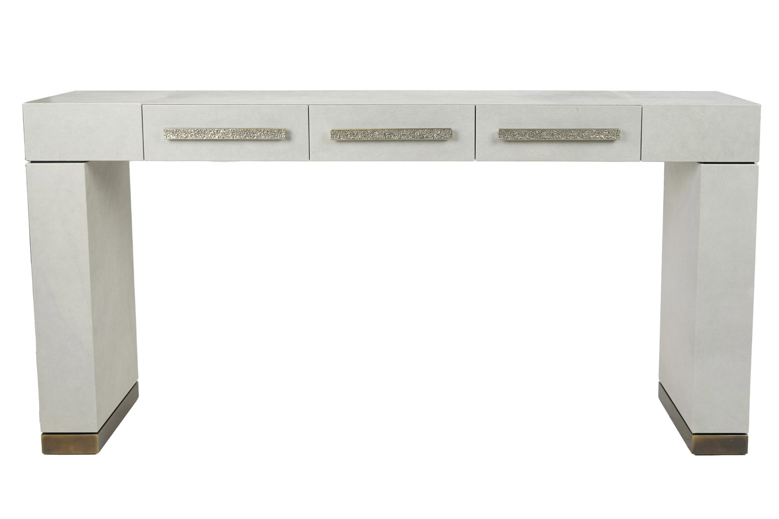 CONTEMPORARY LEATHER WRAPPED SOFA TABLE (1 of 11)