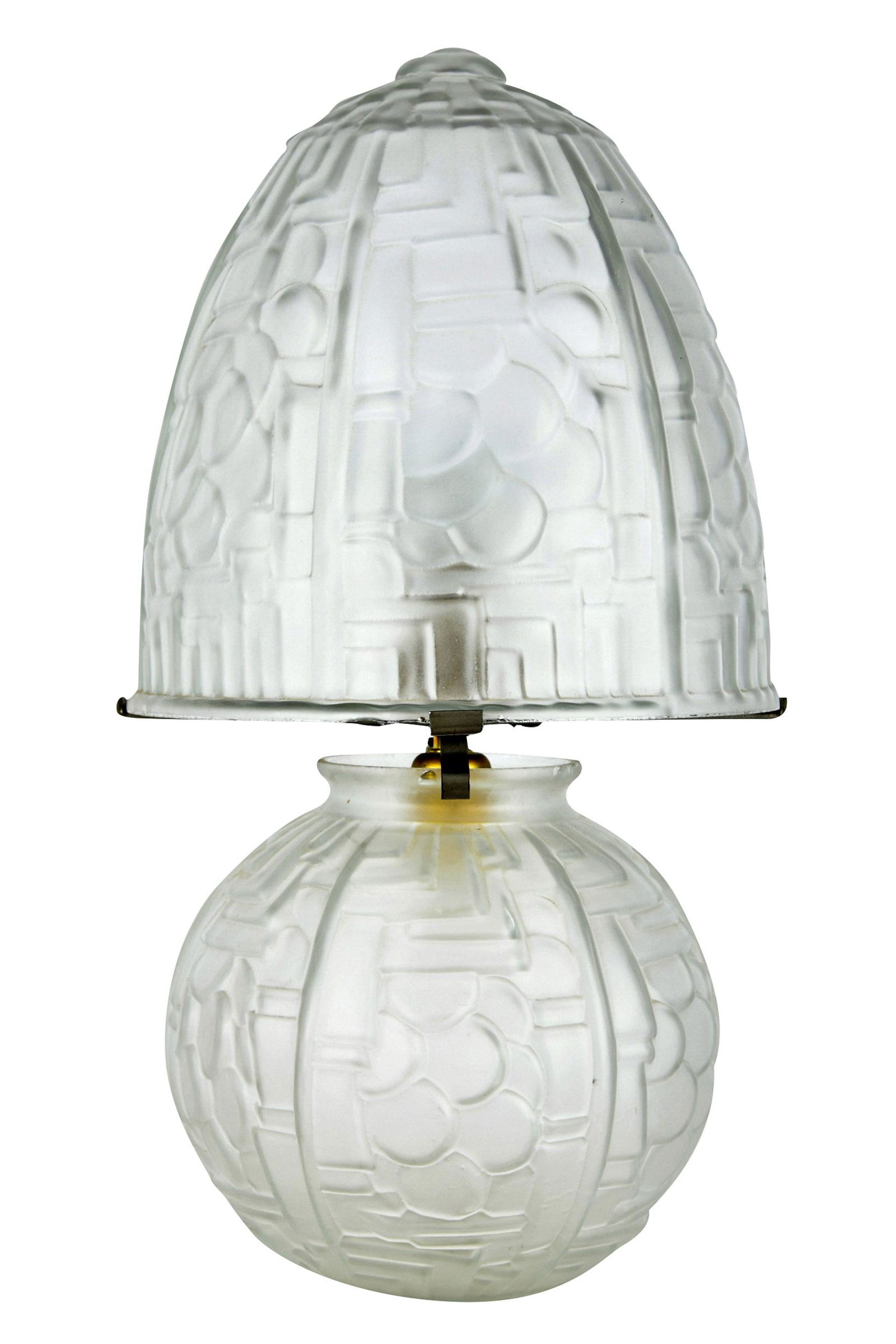 ART DECO ETCHED FROSTED GLASS TABLE LAMP (1 of 5)