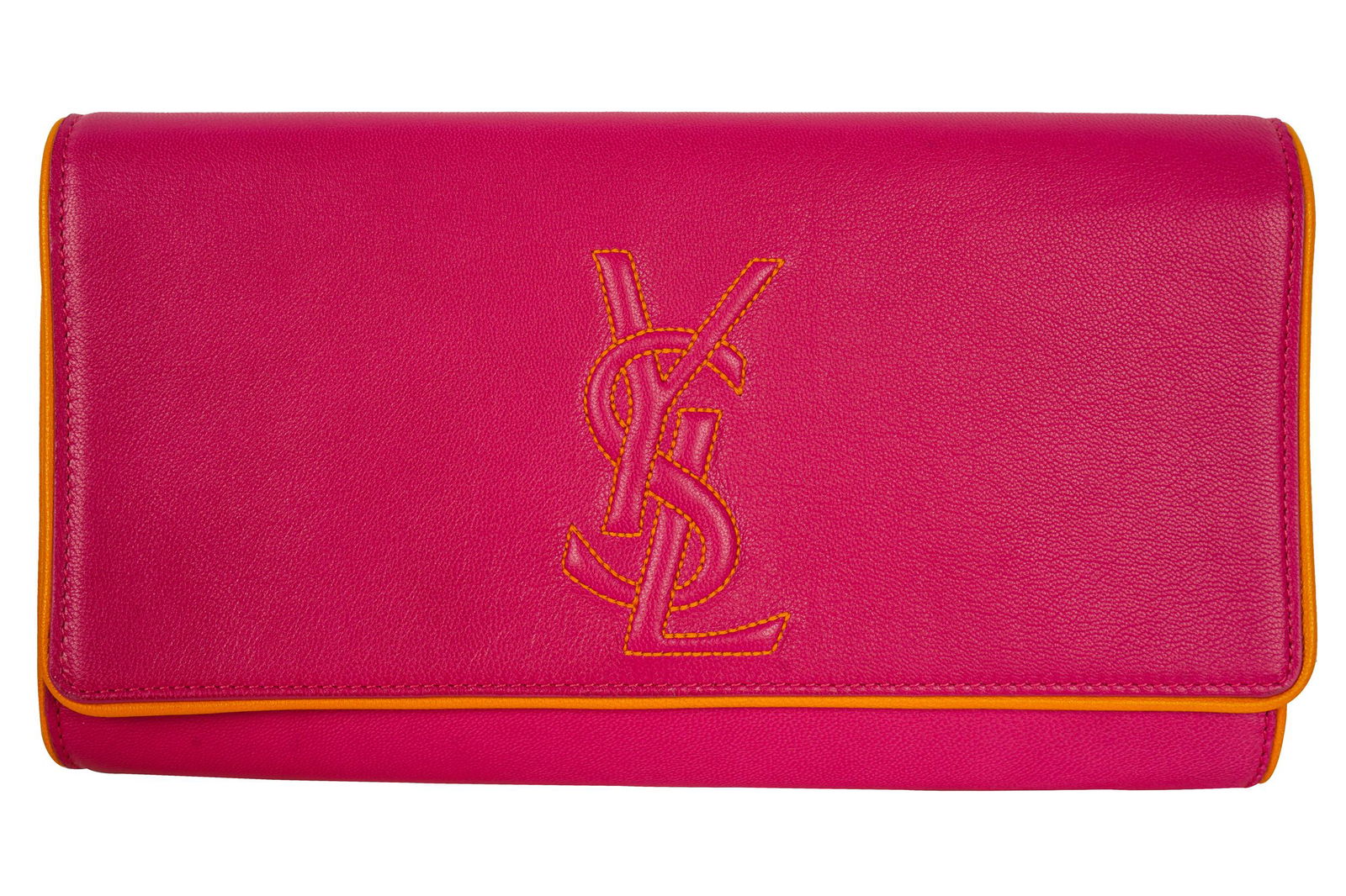 YVES SAINT LAURENT PINK LEATHER CLUTCH (1 of 7)