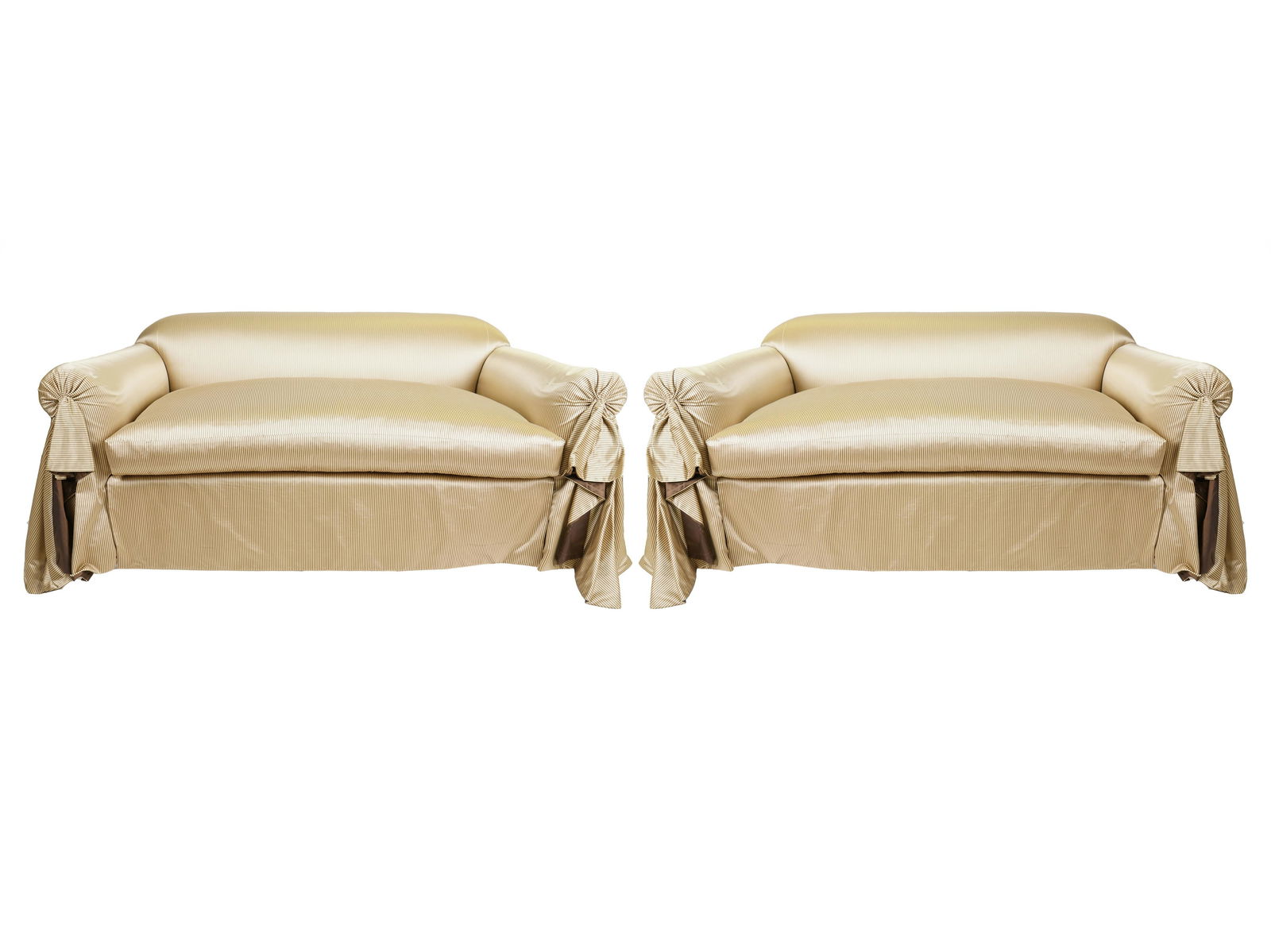 PAIR OF UPHOLSTERED LOVE SEATS (1 of 9)