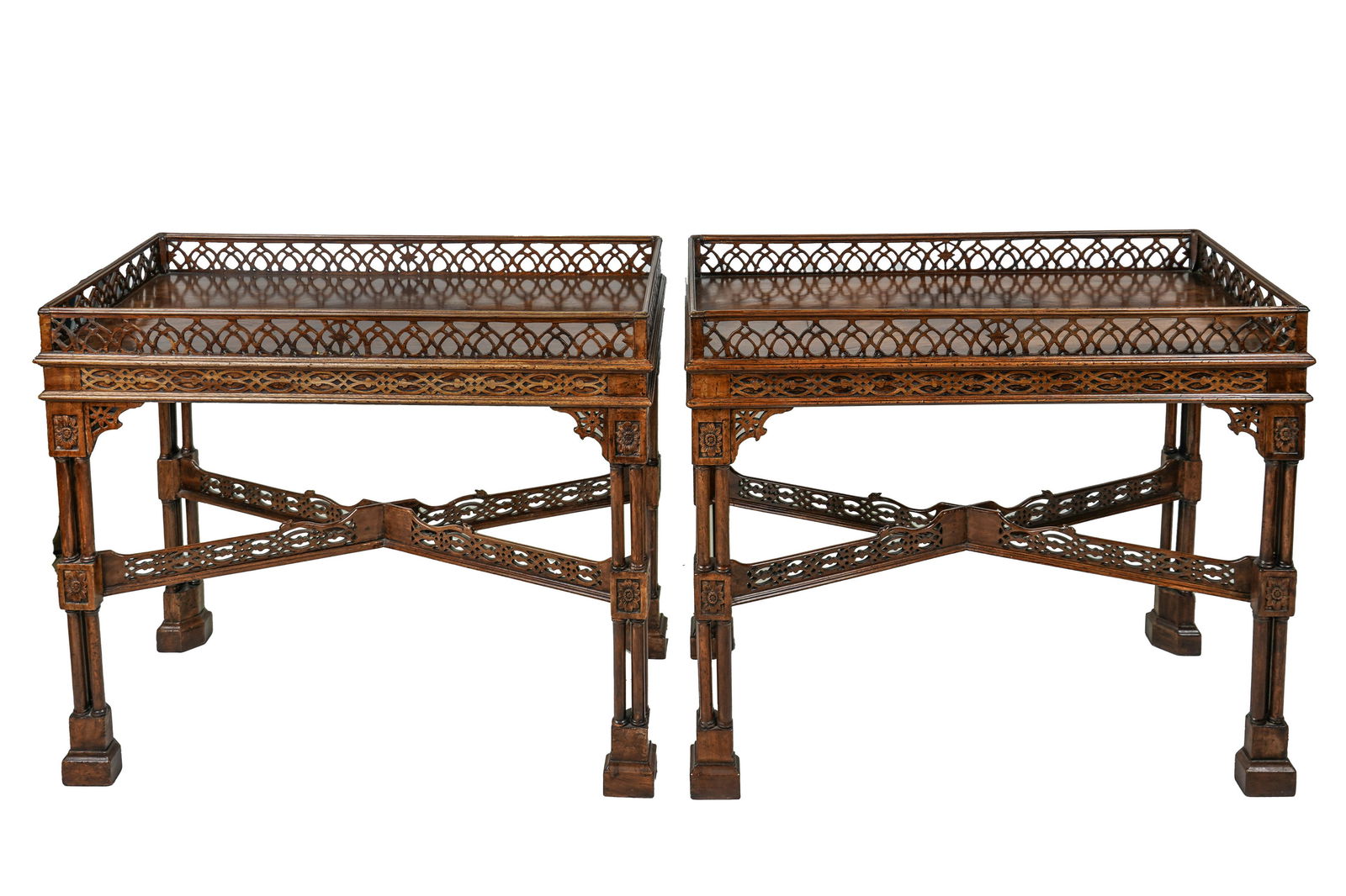 PAIR OF CHINESE CHIPPENDALE STYLE LAMP TABLES (1 of 14)