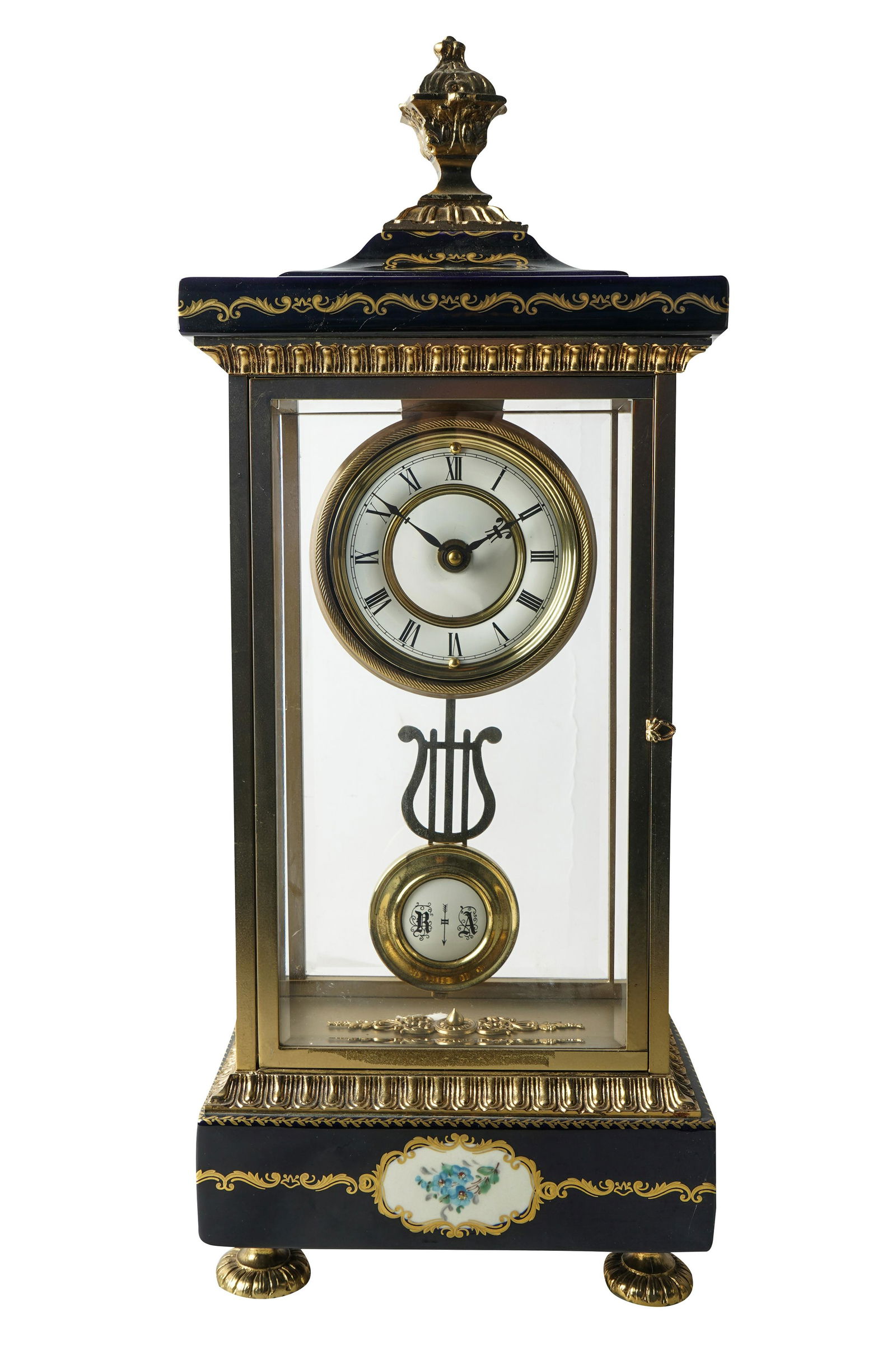 FRENCH PORCELAIN & GILT METAL MANTLE CLOCK (1 of 11)