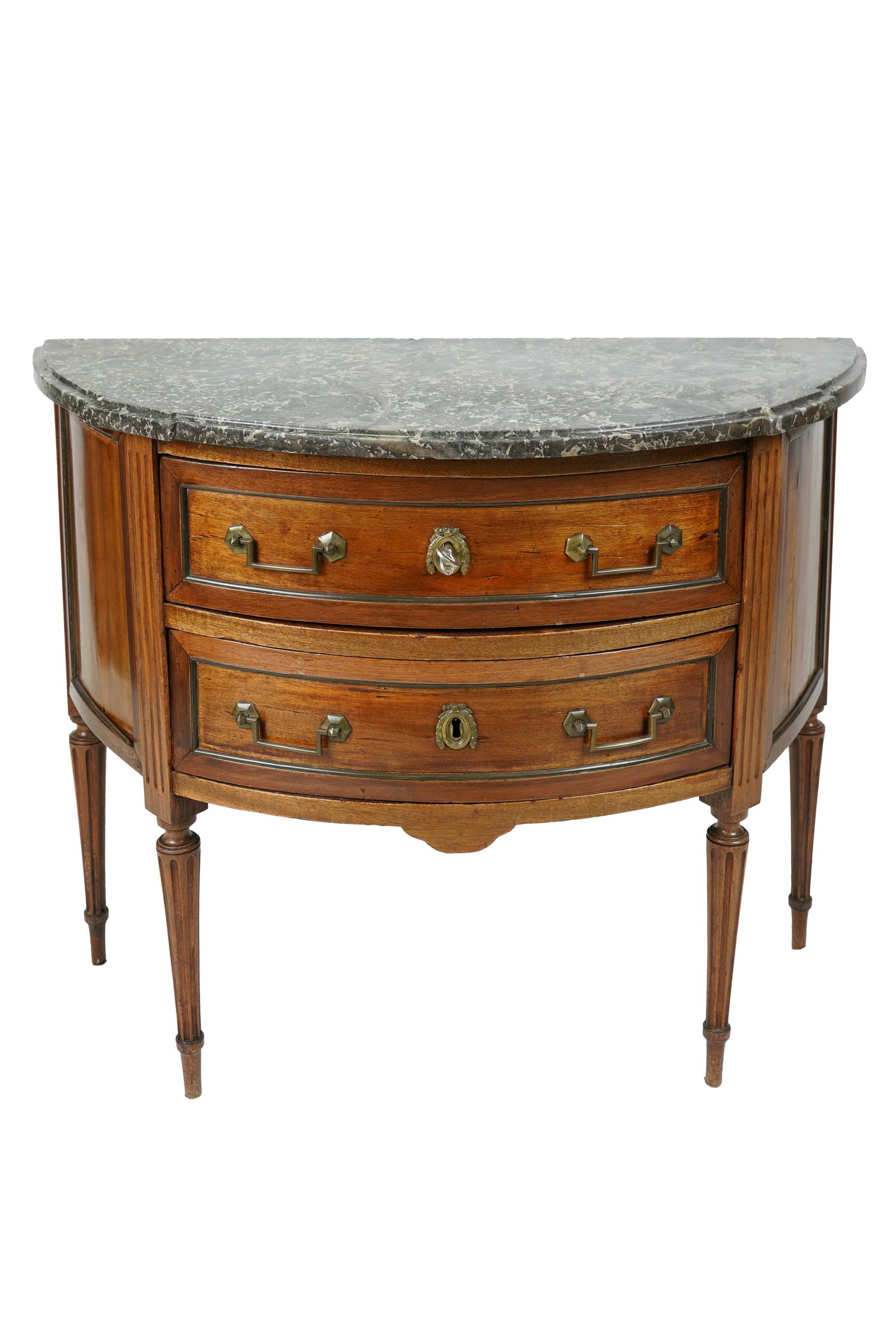 FRENCH MARBLE-TOP DEMILUNE COMMODE (1 of 10)
