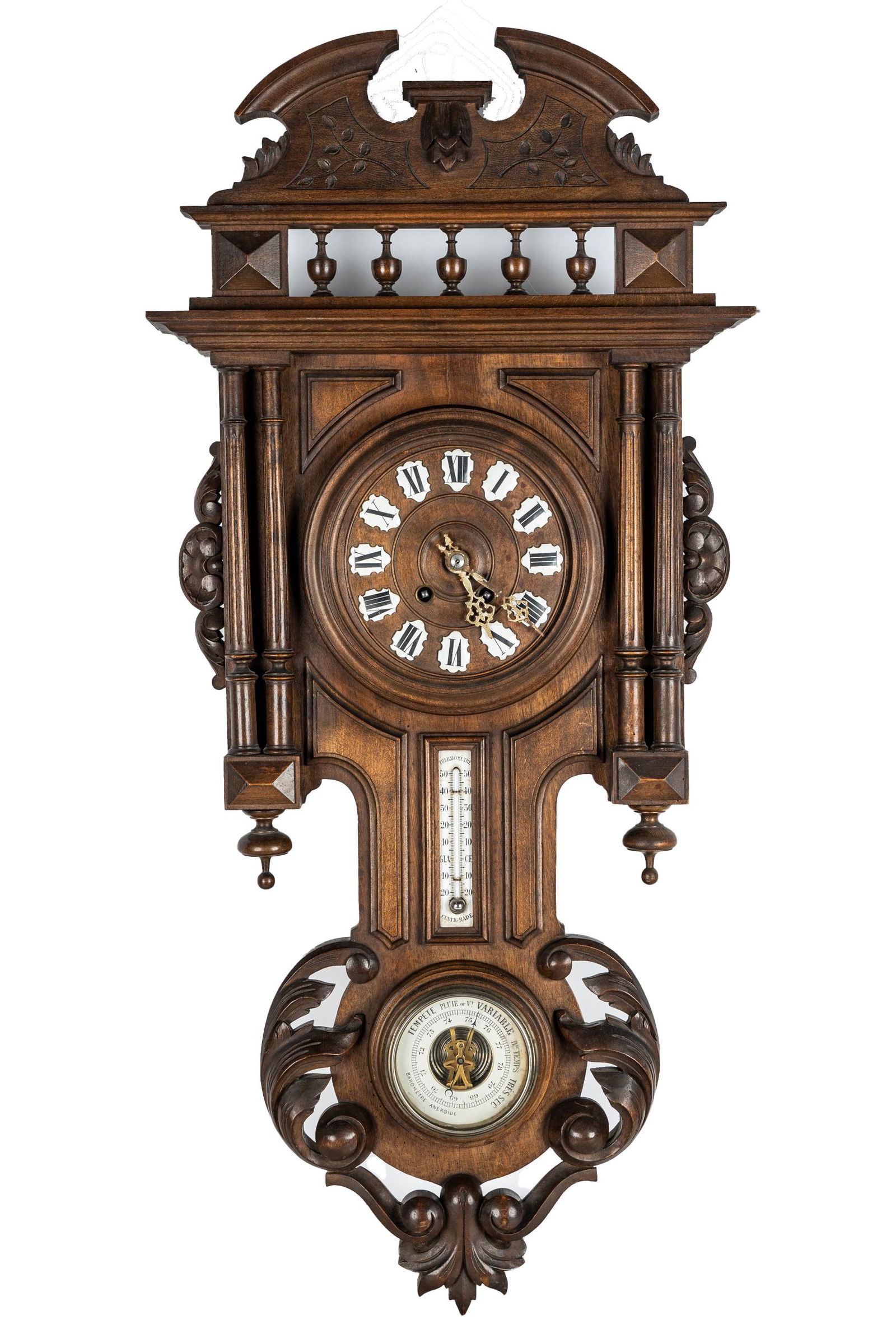 FRENCH CARVED CLOCK BAROMETER (1 of 8)