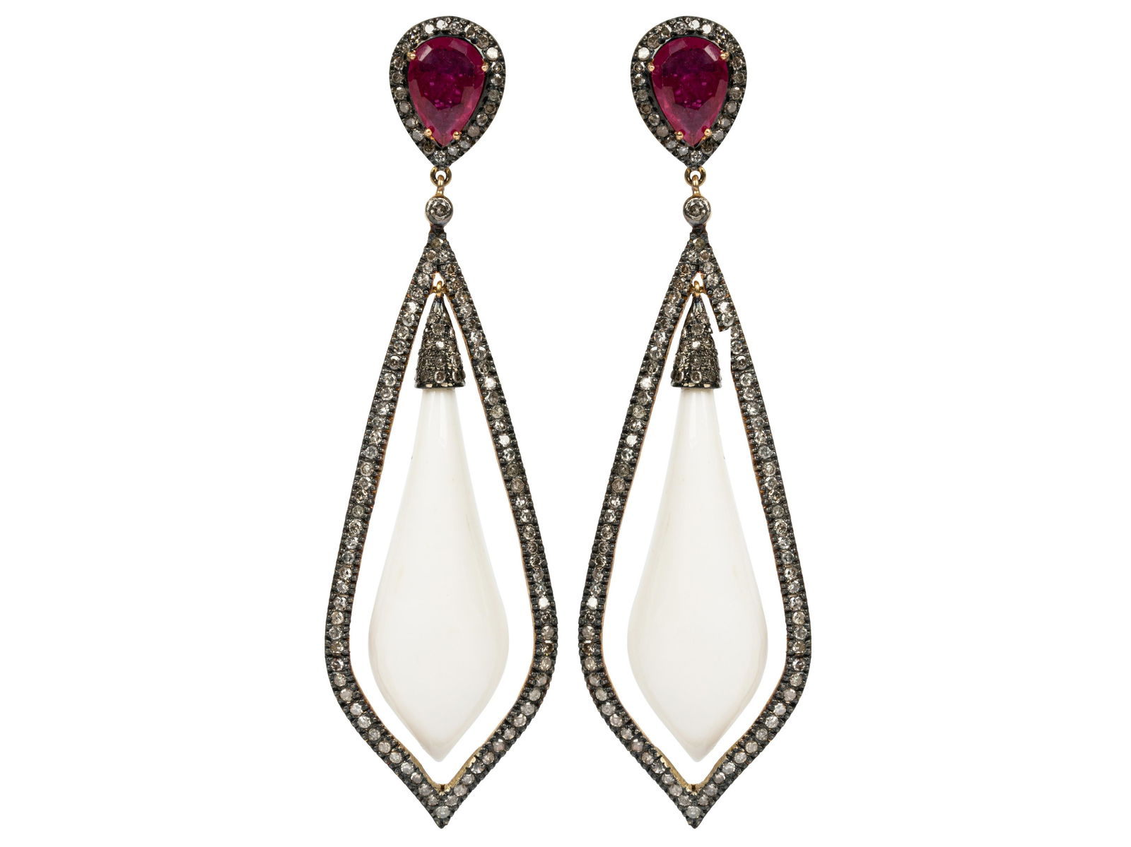 PAIR OF SILVER-TOPPED 18 KARAT GOLD, DIAMOND, CORAL, & (1 of 13)