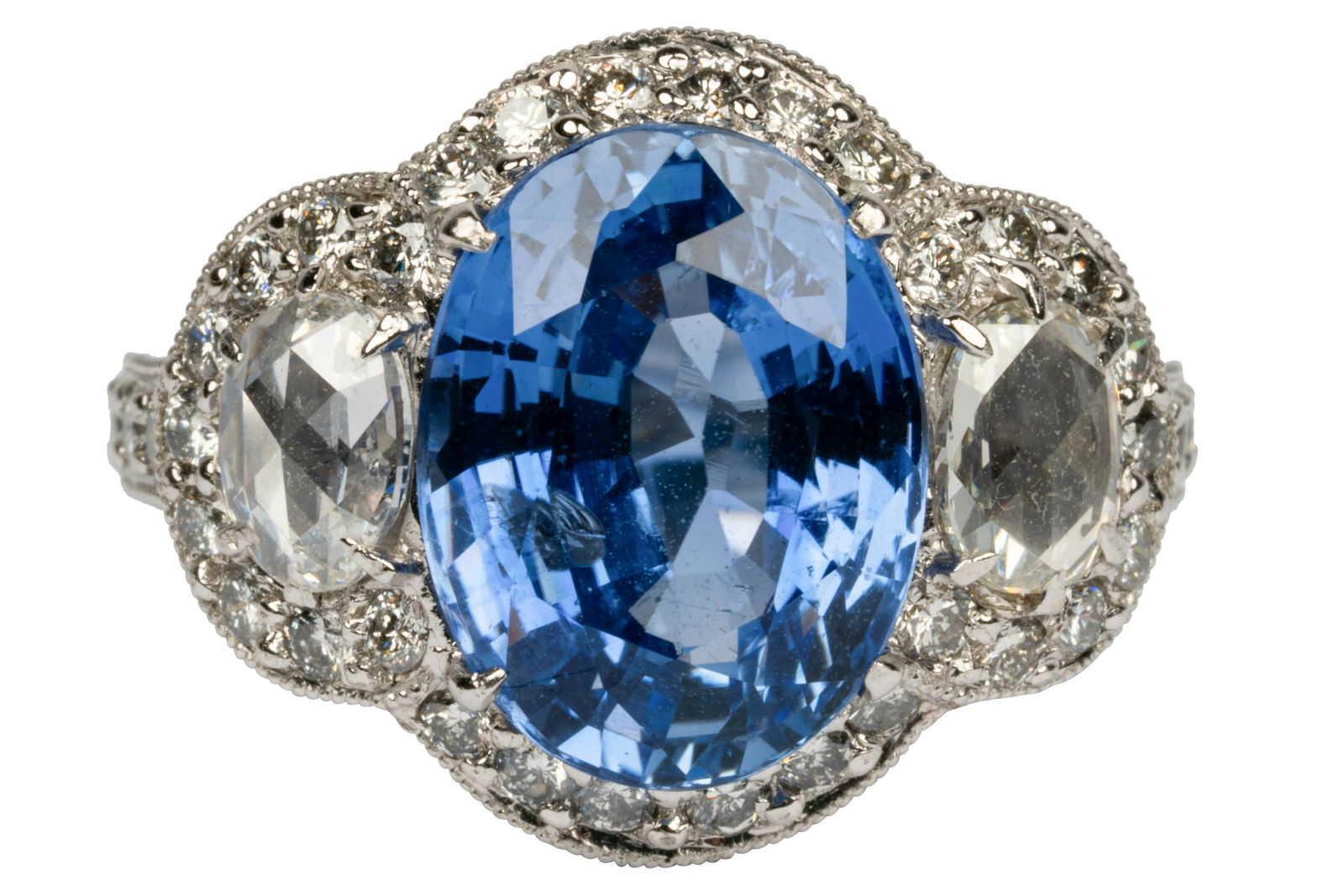 18 KARAT WHITE GOLD, DIAMOND, & SAPPHIRE RING (1 of 8)