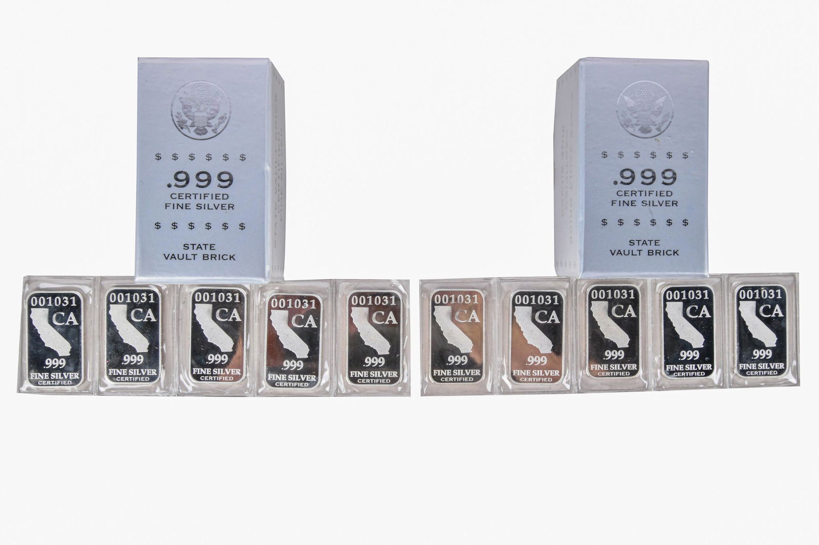 TWO BOXES OF CALIFORNIA STATE VALULT SILVER BARS (1 of 8)
