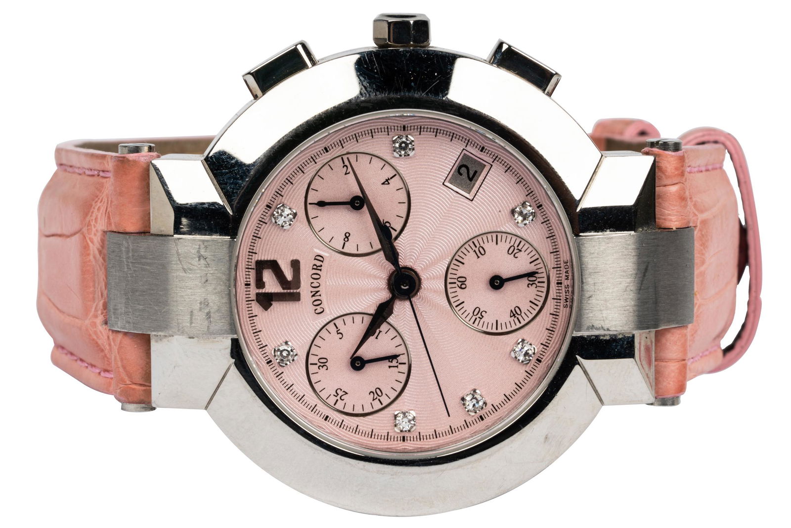 CONCORD â€˜LA SCALAâ€™ STAINLESS & LEATHER WATCH (1 of 8)