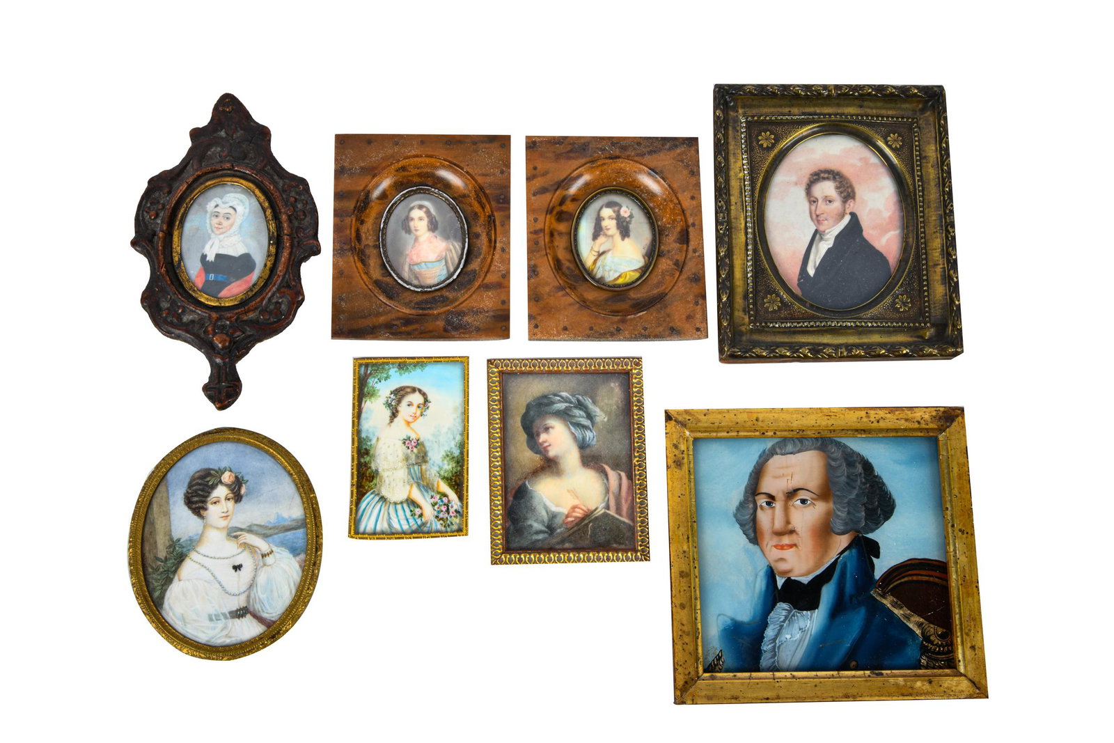 EIGHT ASSORTED PORTRAIT MINIATURES (1 of 10)