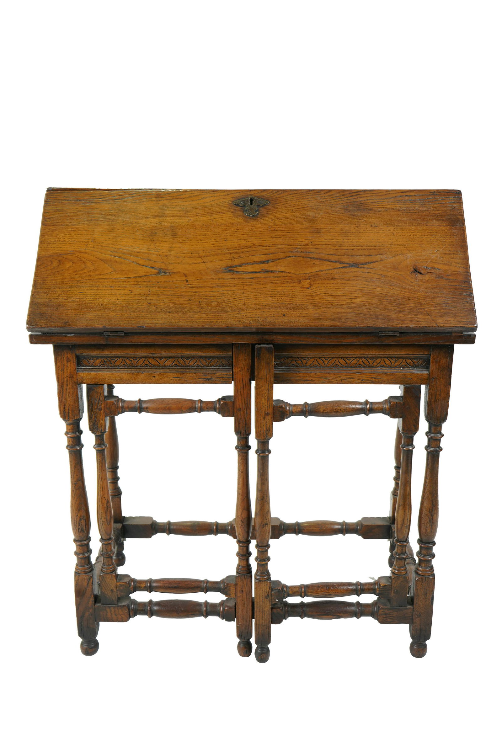 GEORGIAN STYLE OAK DROP FRONT DESK (1 of 9)