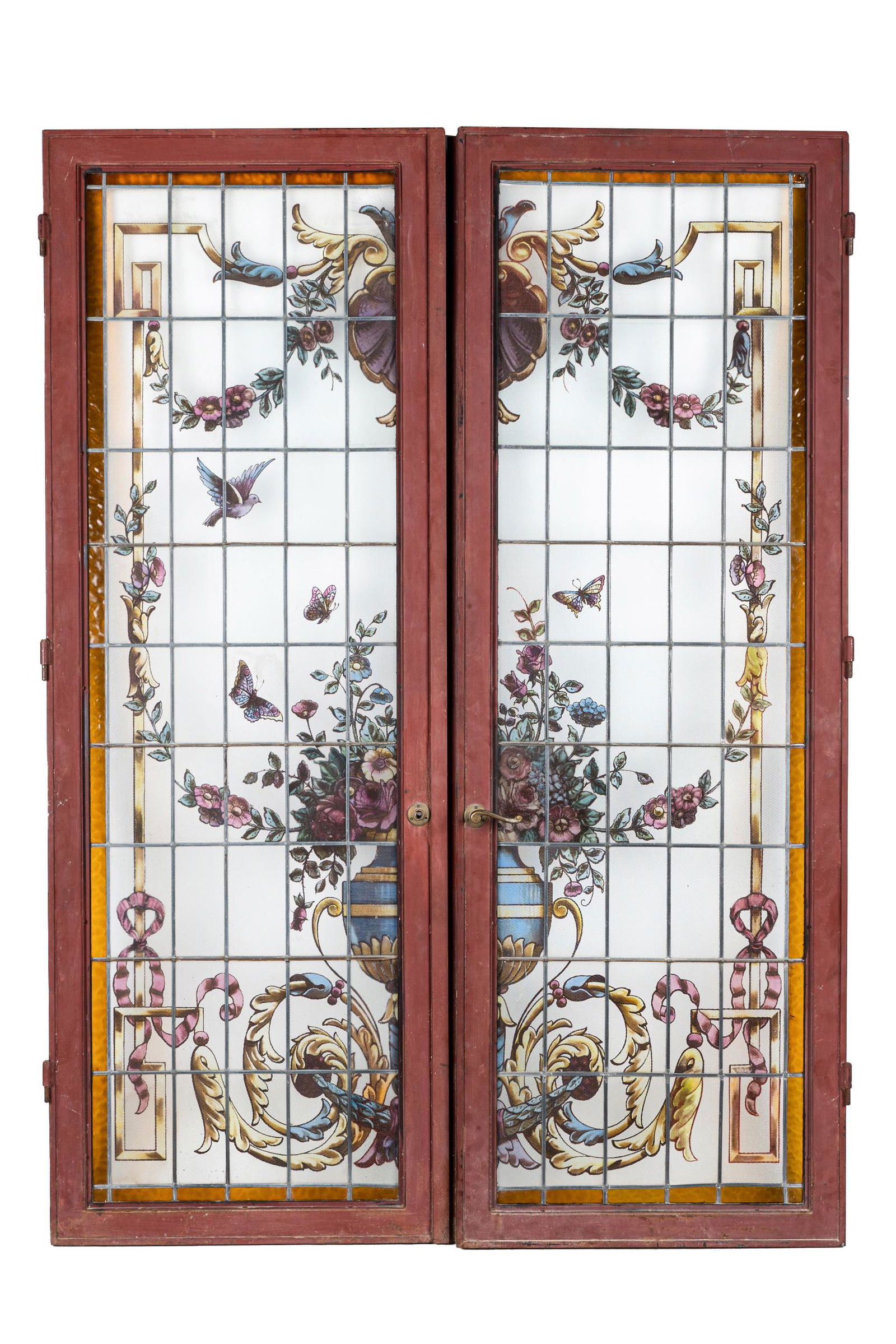 PAIR OF IRON & ART GLASS DOORS (1 of 12)