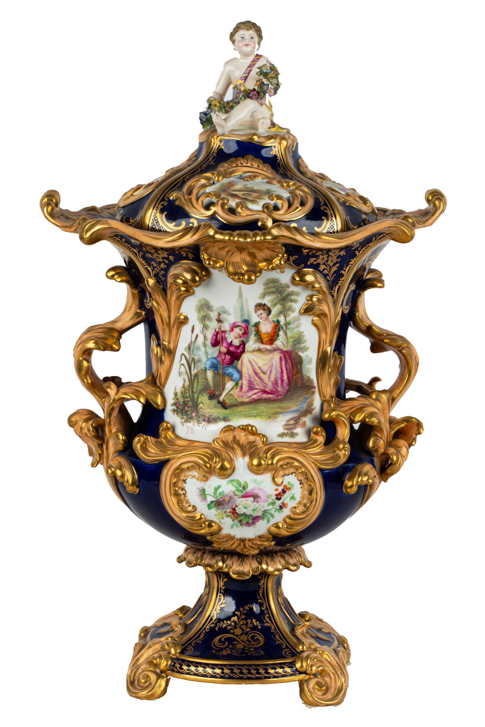 MINTON PORCELAIN GILT & COBALT-GROUND COVERED URN (1 of 14)