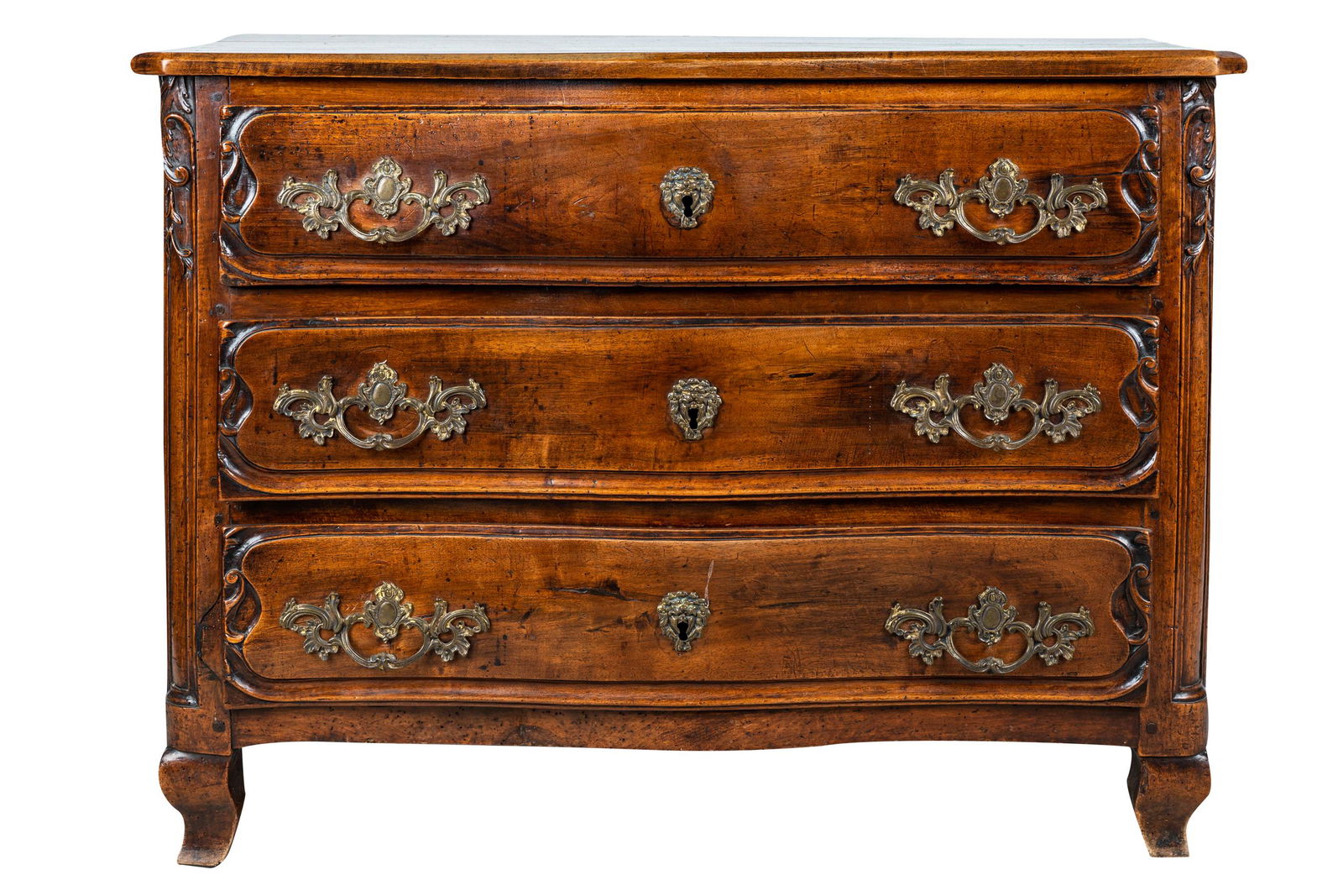 FRENCH CARVED WALNUT COMMODE (1 of 14)