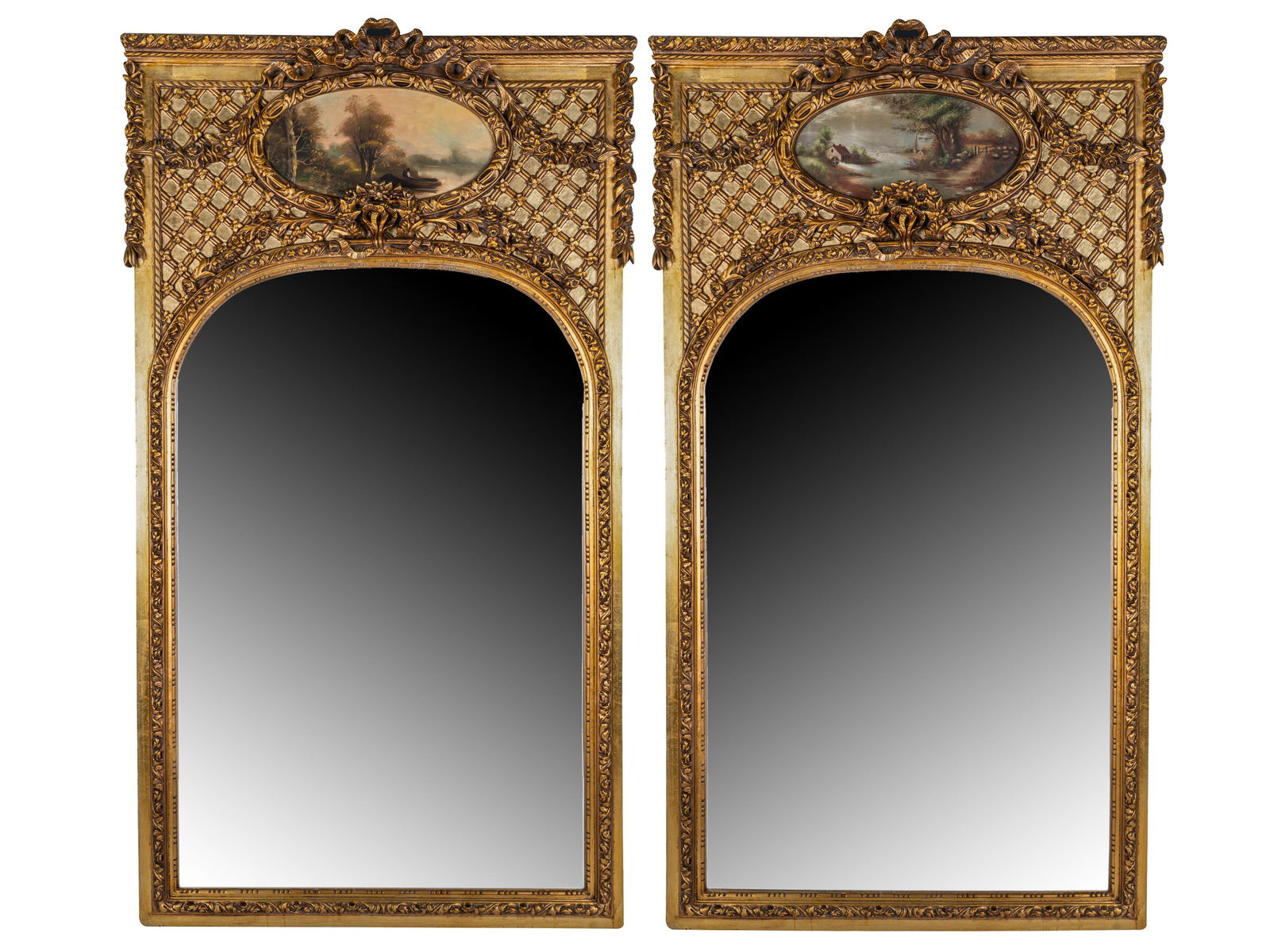 PAIR OF GILTWOOD TRUMEAU MIRRORS (1 of 17)