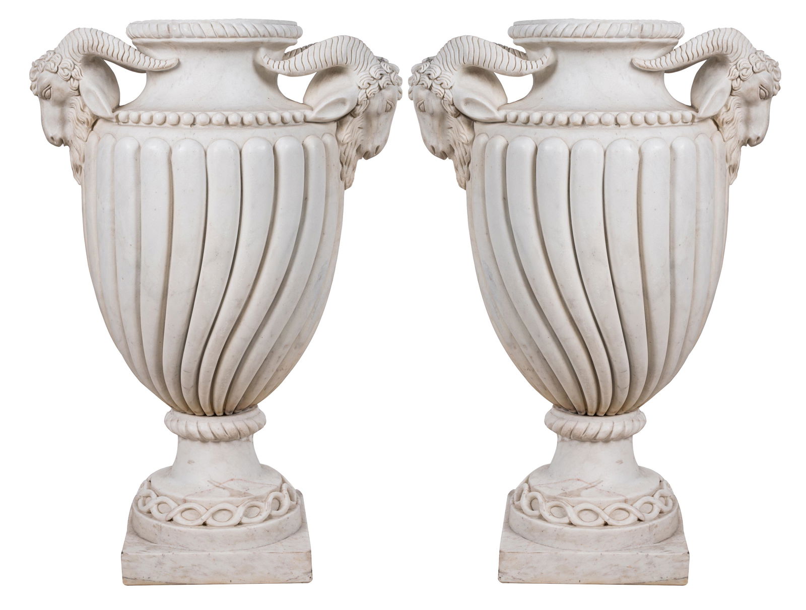 PAIR OF NEOCLASSICAL STYLE MARBLE URNS (1 of 13)