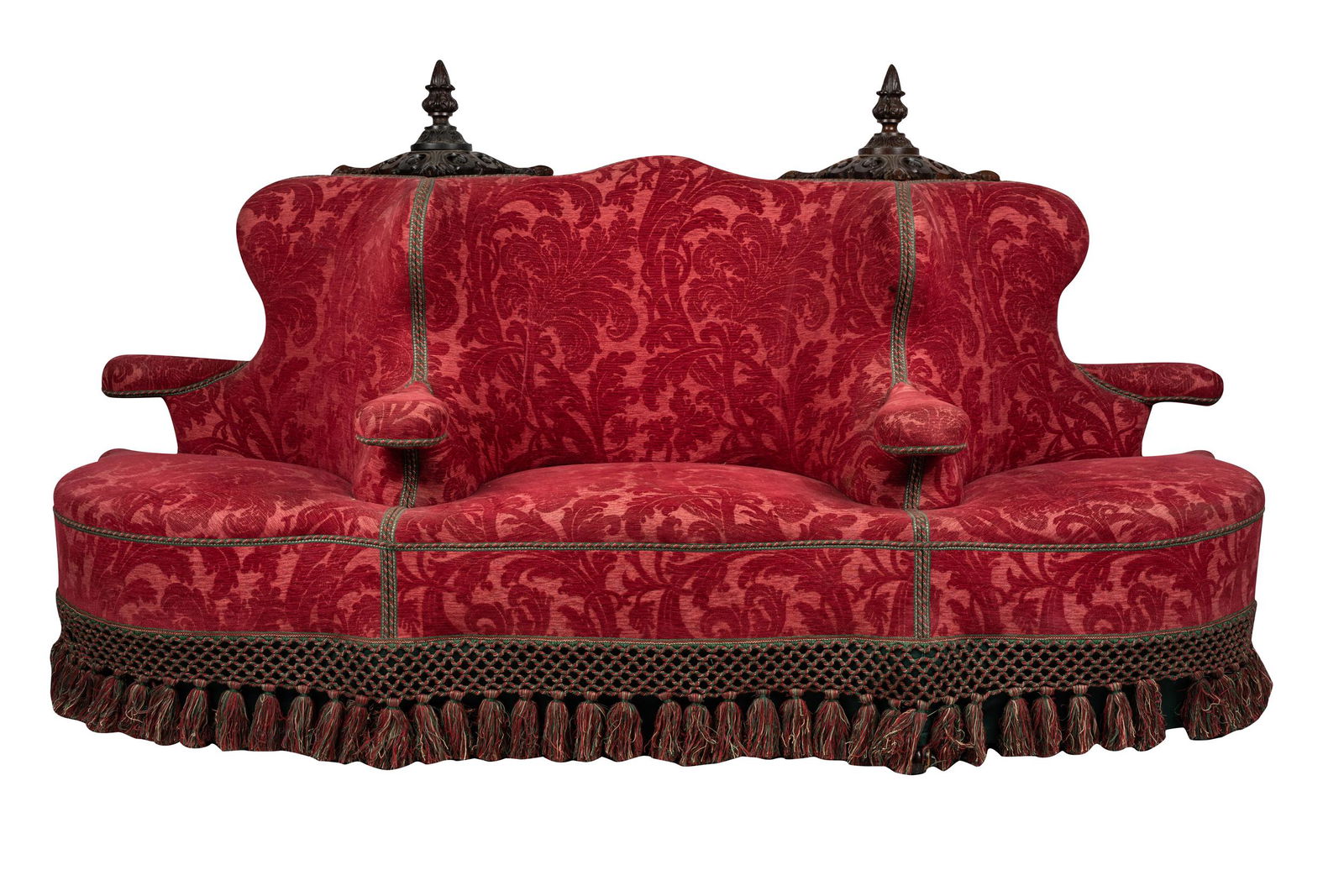 VICTORIAN CARVED WOOD & UPHOLSTERED SOFA (1 of 11)