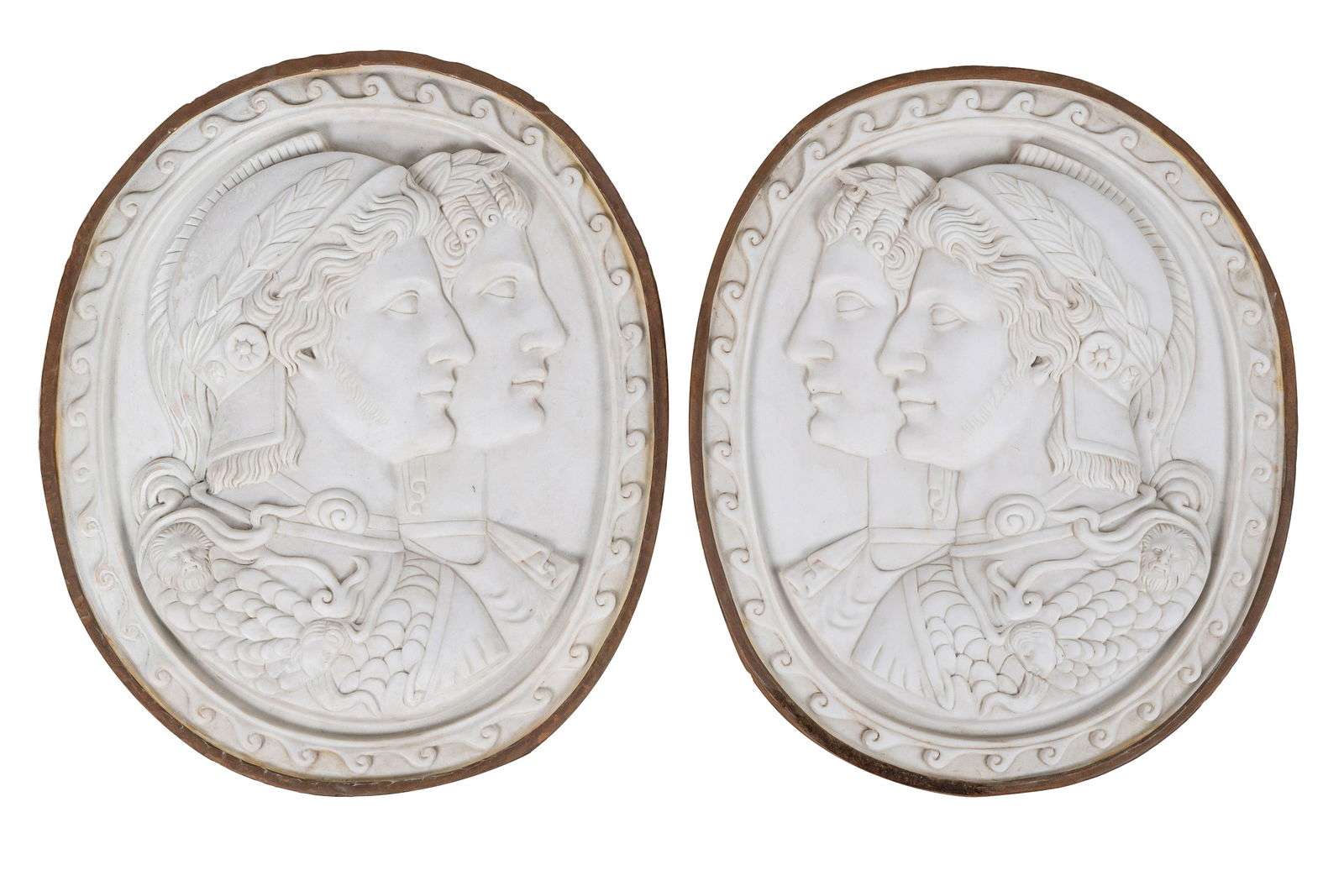 PAIR OF ITALIAN MARBLE RELIEF PLAQUES (1 of 9)