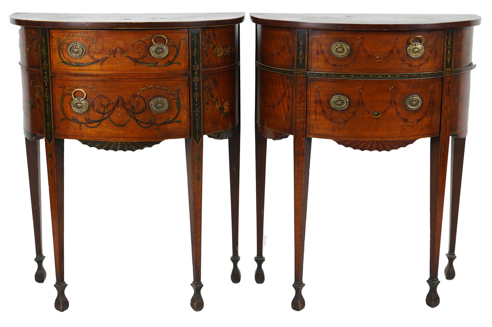 PAIR OF EDWARDIAN PAINTED SATINWOOD COMMODES (1 of 11)