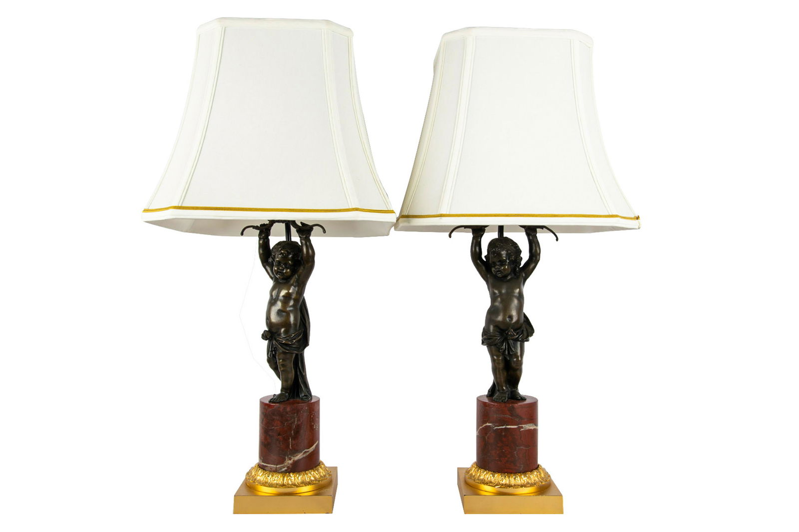 PAIR OF PATINATED BRONZE FIGURAL TABLE LAMPS (1 of 13)