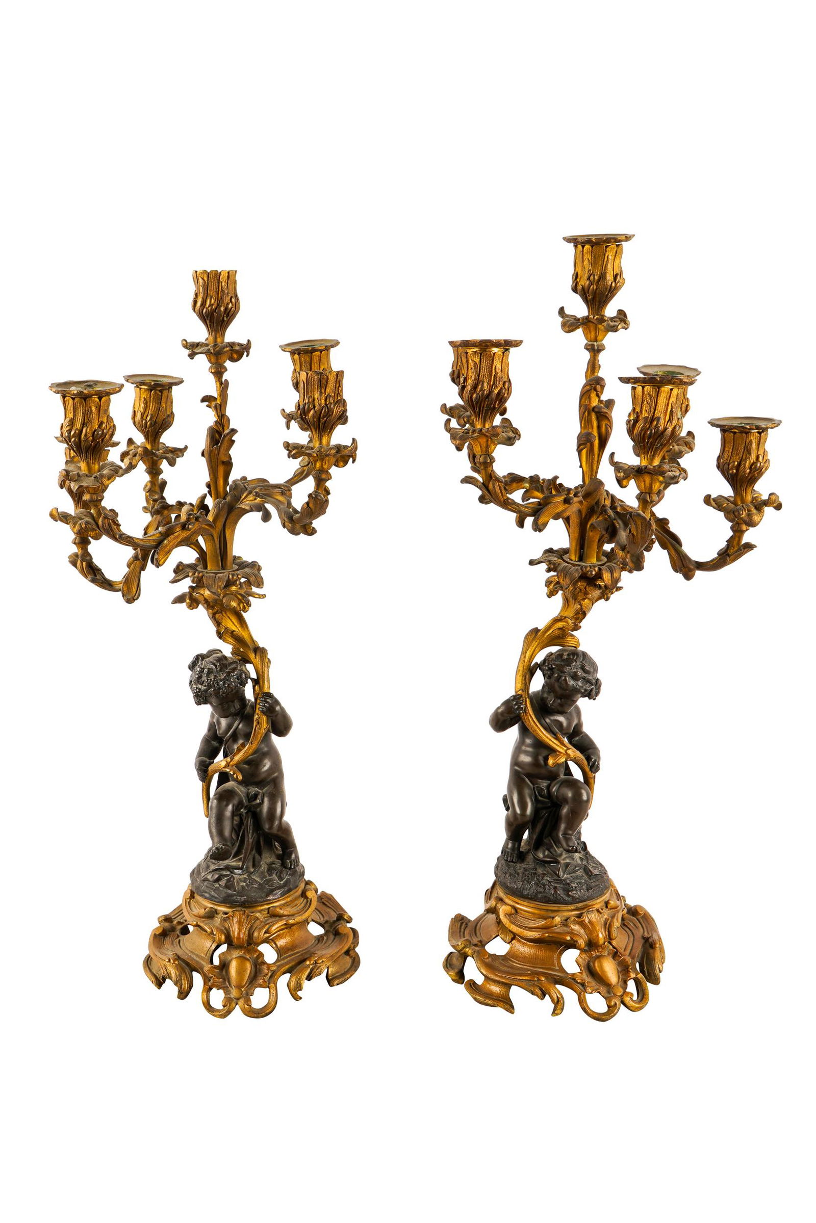 PAIR OF ROCOCO STYLE FIGURAL CANDELABRA (1 of 12)