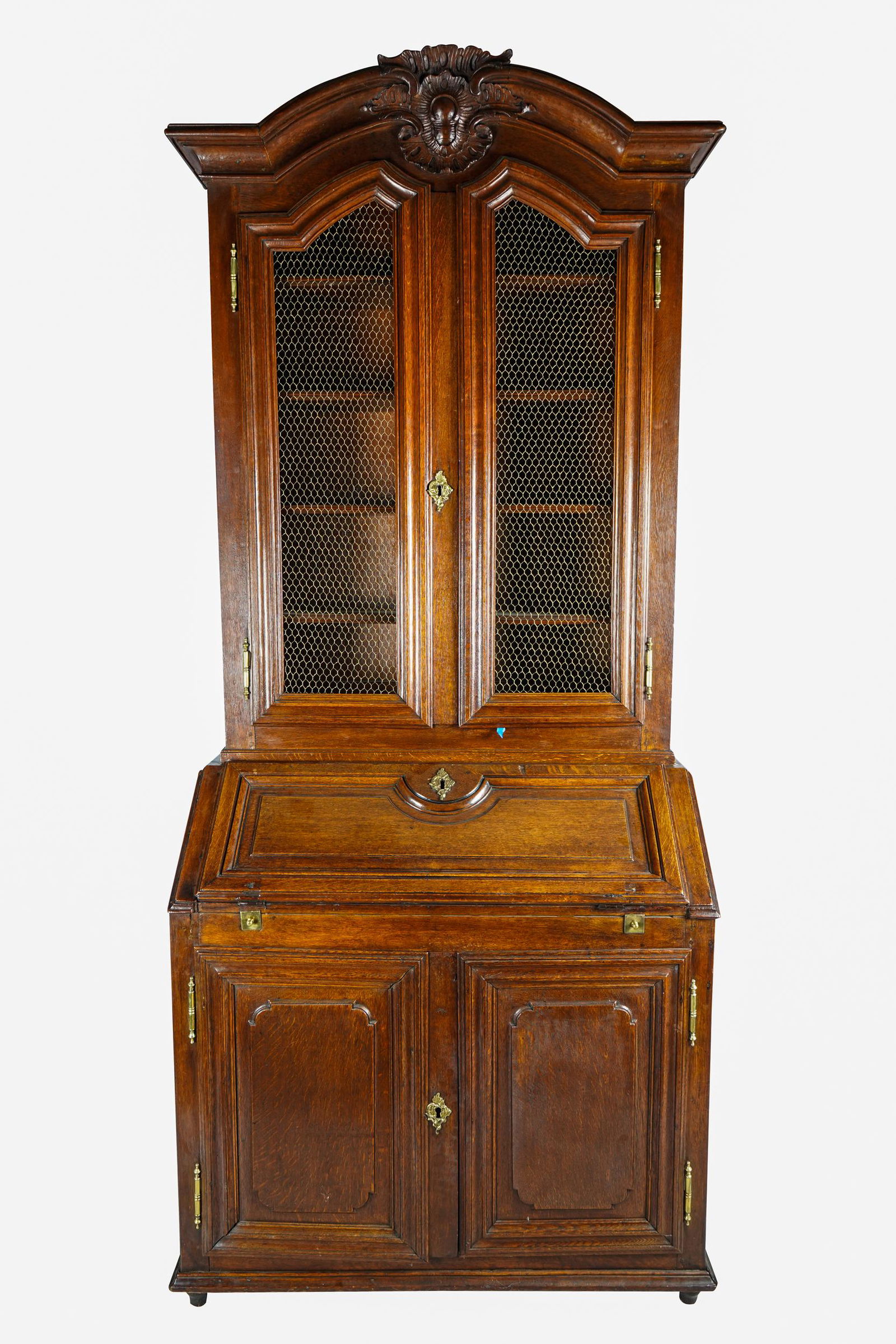 DUTCH CARVED OAK SECRETARY BOOKCASE (1 of 12)