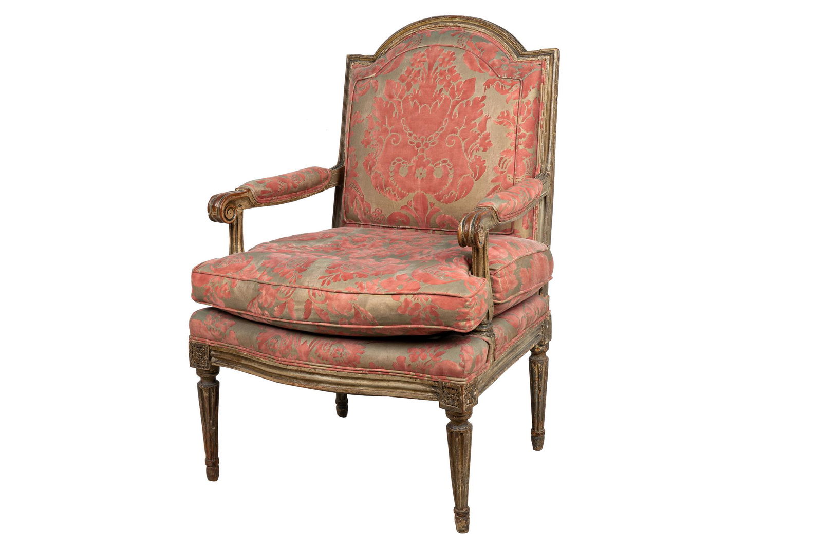 LOUIS XVI CARVED & PAINTED FAUTEUIL (1 of 11)