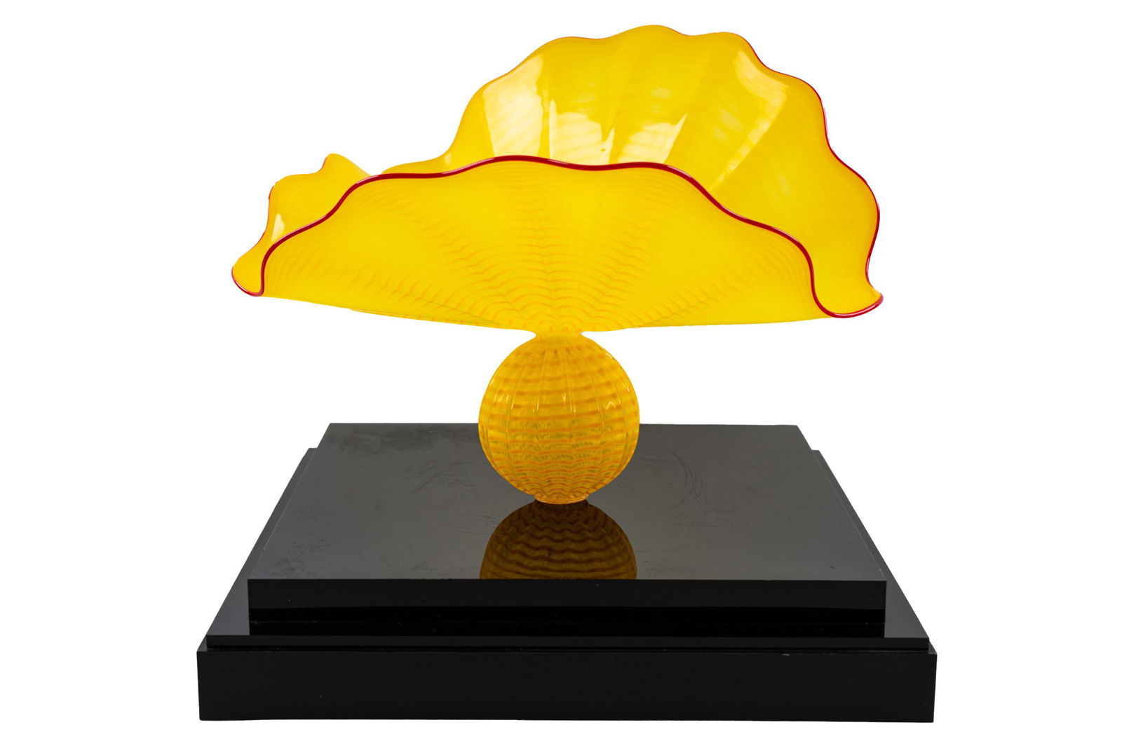 DALE CHIHULY (B. 1941): YELLOW "PERSIAN" WITH RED LIP (1 of 14)