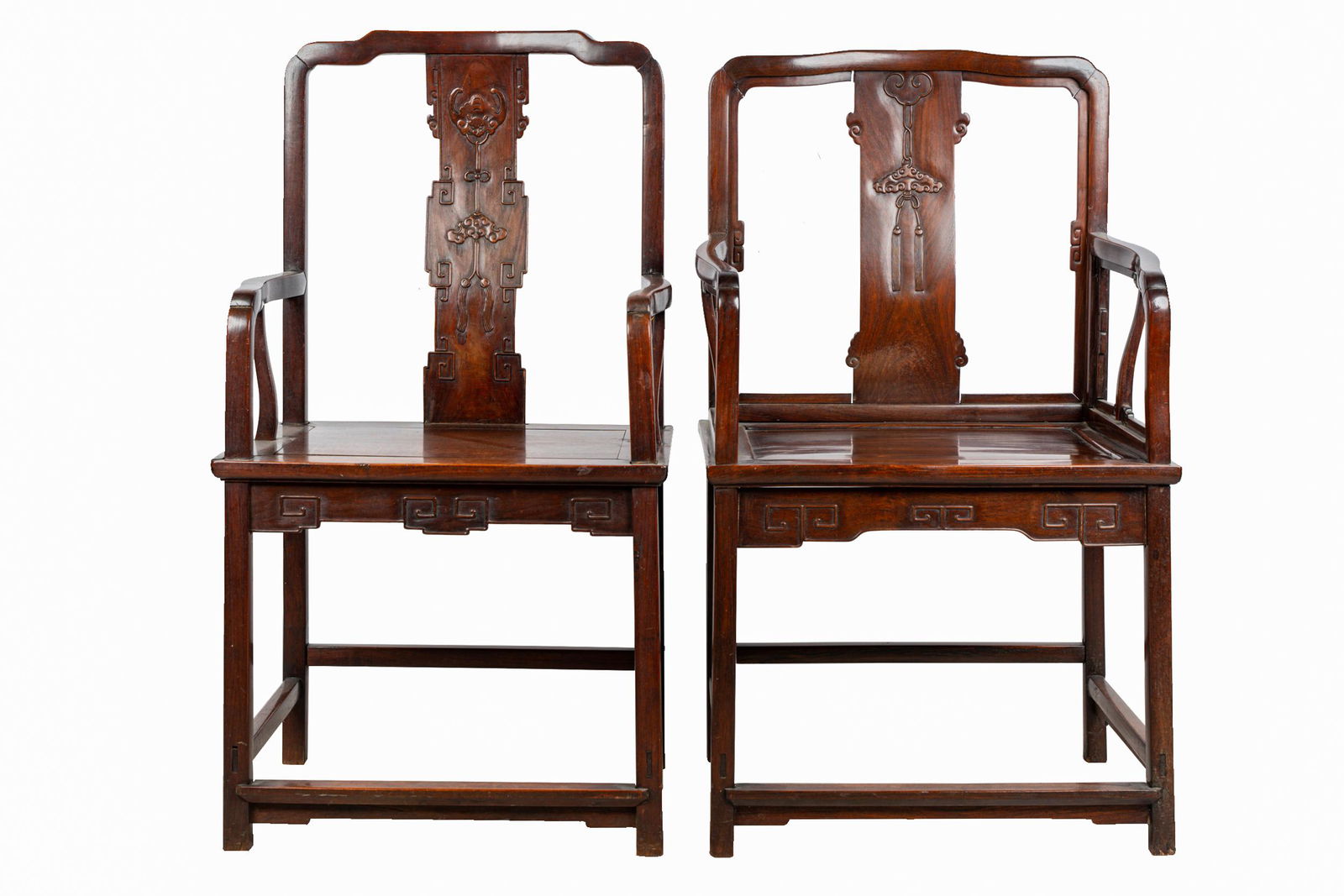 PAIR OF CHINESE CARVED HARDWOOD ARMCHAIRS (1 of 17)