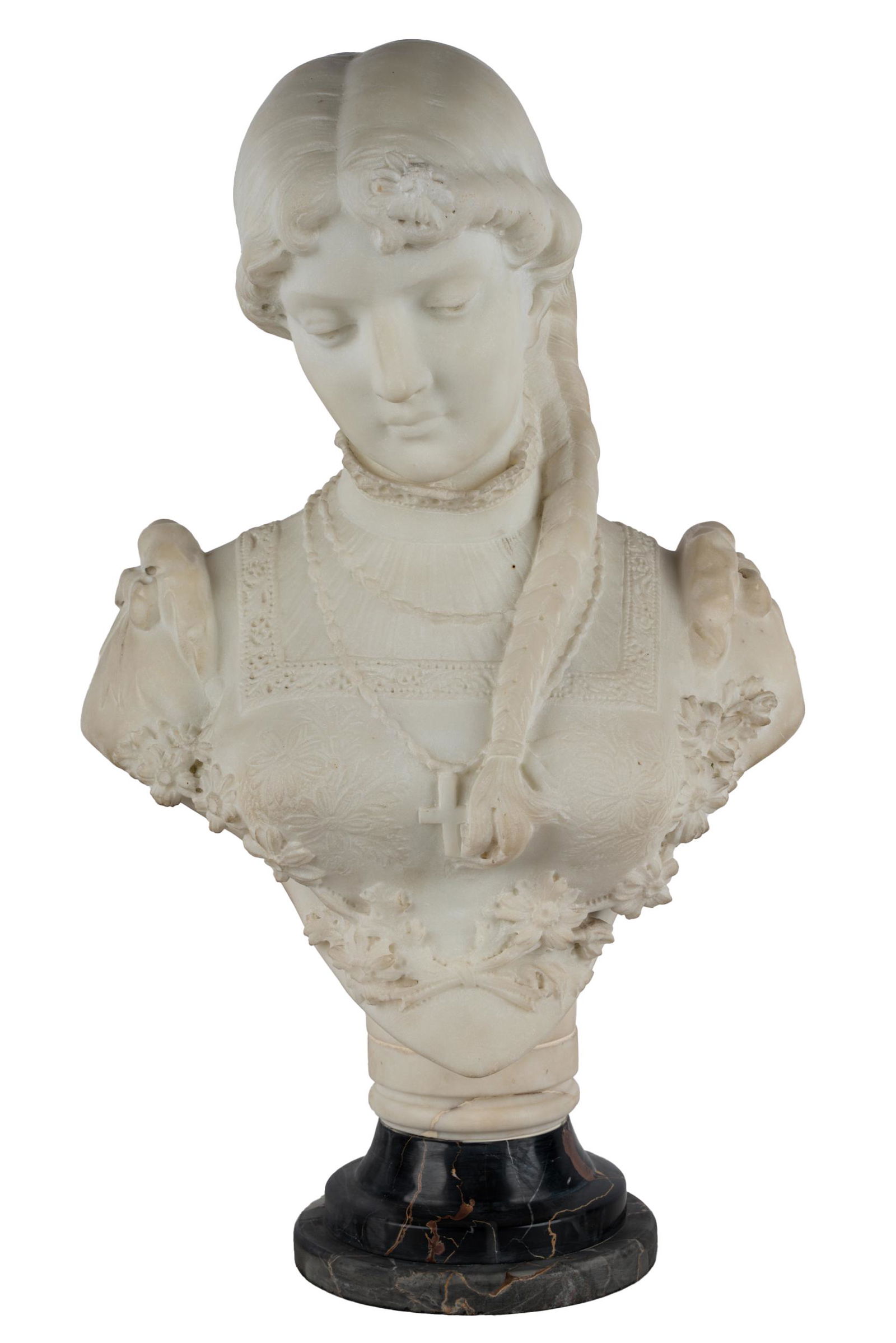 RAFAELLO BATTELLI (19TH CENTURY): BUST OF A GIRL (1 of 11)