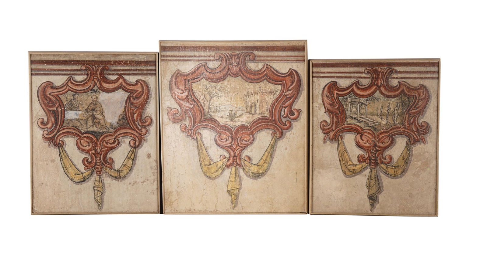 SUITE OF THREE CONTINENTAL PAINTED PANELS (1 of 12)