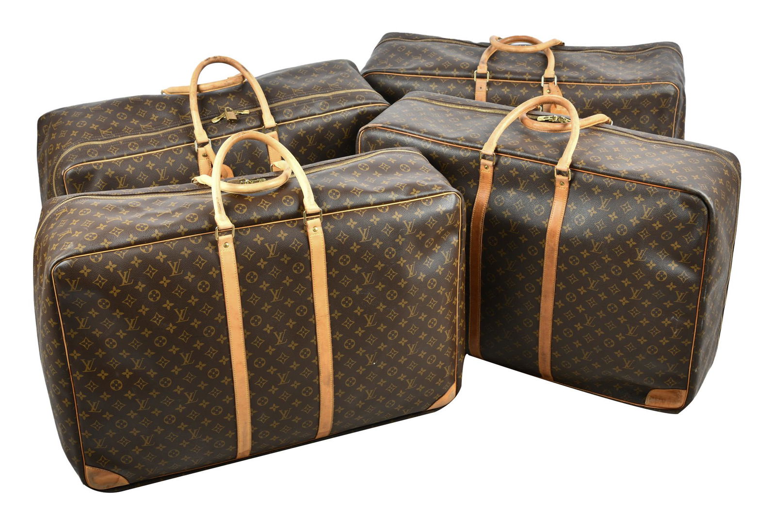 GROUP OF FOUR LOUIS VUITTON STYLE SOFT CASE SUITCASES (1 of 11)