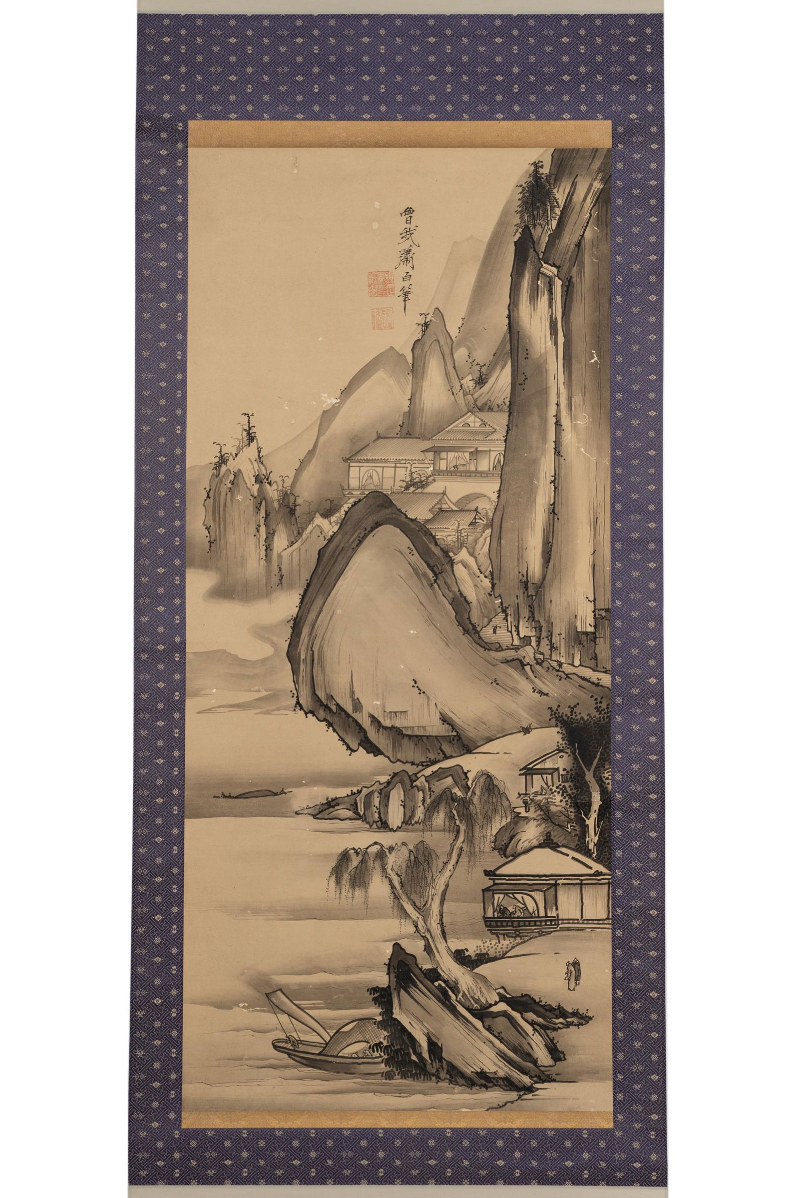 ATTRIBUTED TO SHOHAKU SOGA: LANDSCAPE SCROLL (1 of 12)