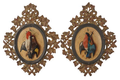 MICHELANGELO MEUCCI (1840-1890): "PAIR OF GAME BIRDS": two works, each oil on panel signed lower right Provenance: with label from Philpot & Jackson, Florence 8 1/2 x 6 1/2 inches sight