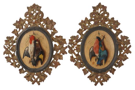 MICHELANGELO MEUCCI (1840-1890): "PAIR OF GAME BIRDS": two works, each oil on panel signed lower right Provenance: with label from Philpot & Jackson, Florence 8 1/2 x 6 1/2 inches sight